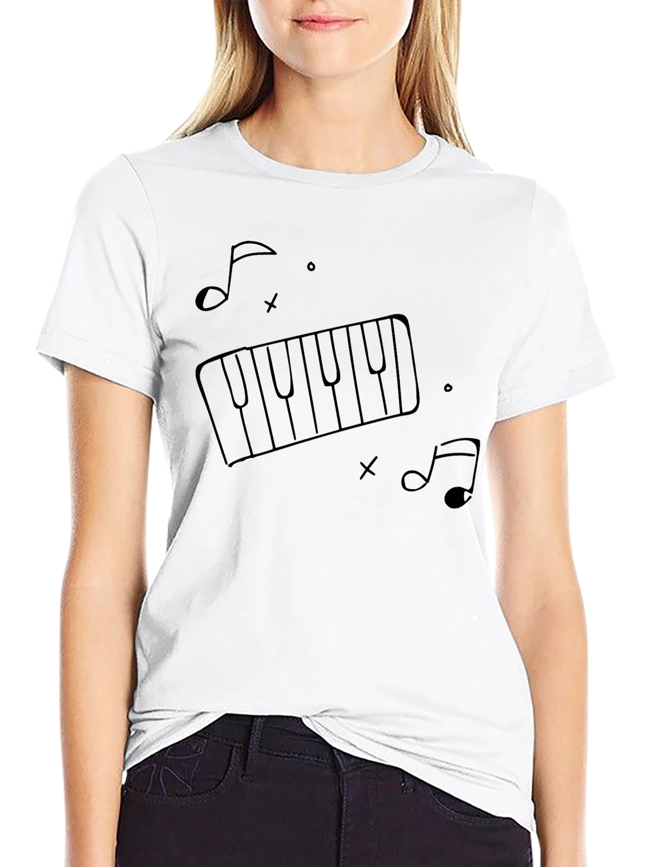 Black Musical Piano Keys T-Shirt - Stylish Graphic Tee view 9