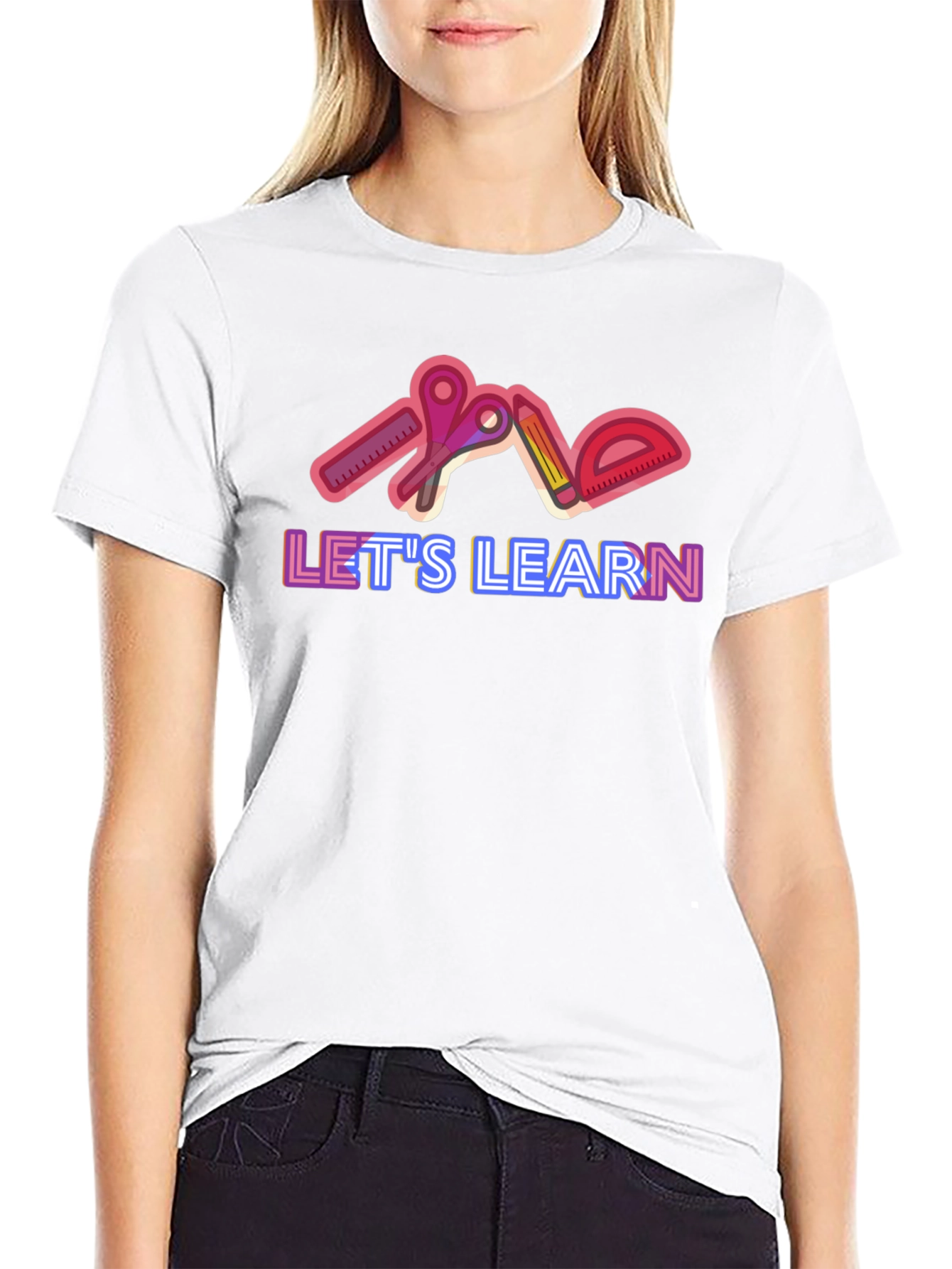Black Let's Learn Graphic Tee - Black view 9