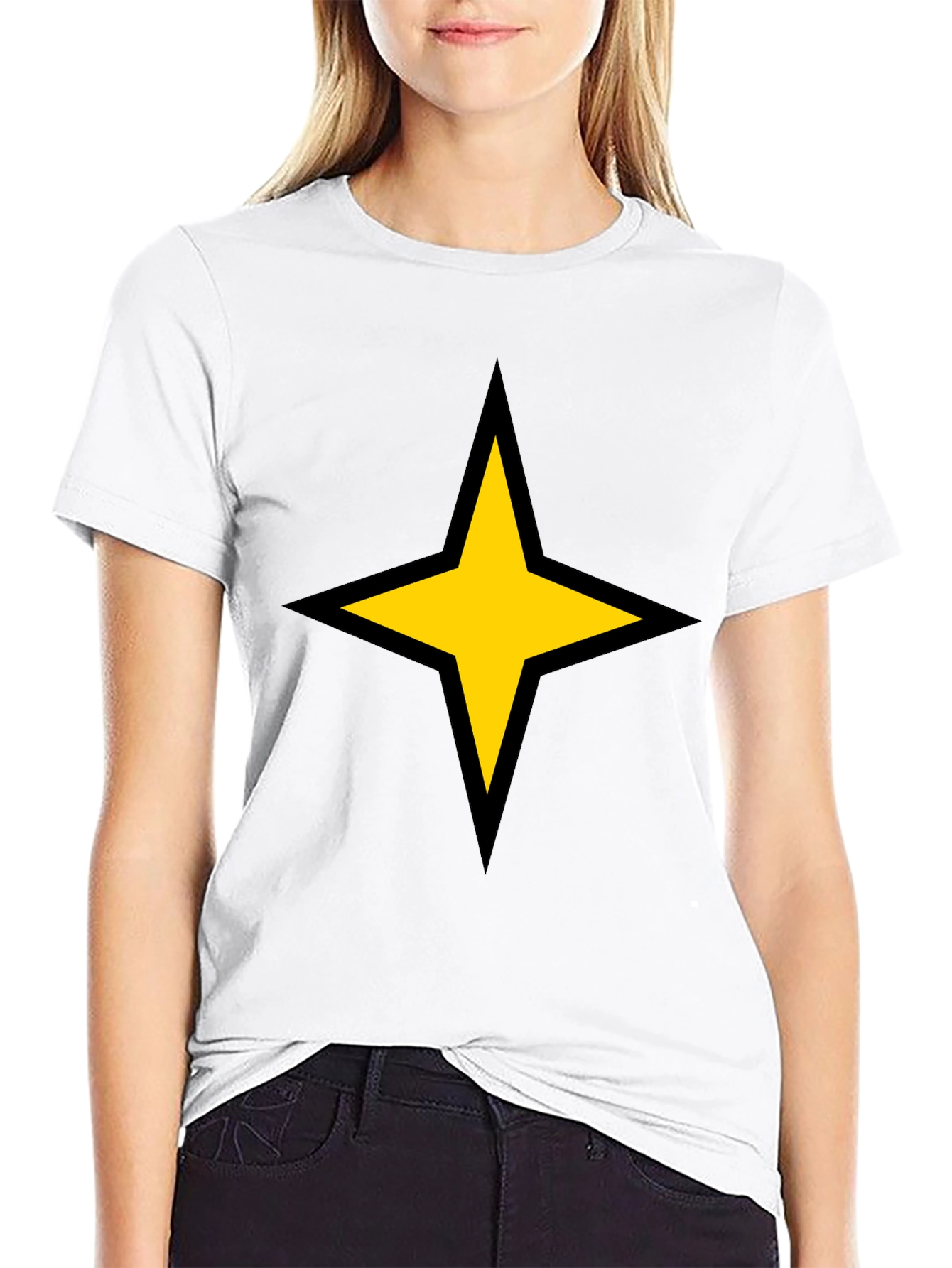 Black Bold Star Graphic Tee - Black Cotton Blend view 9