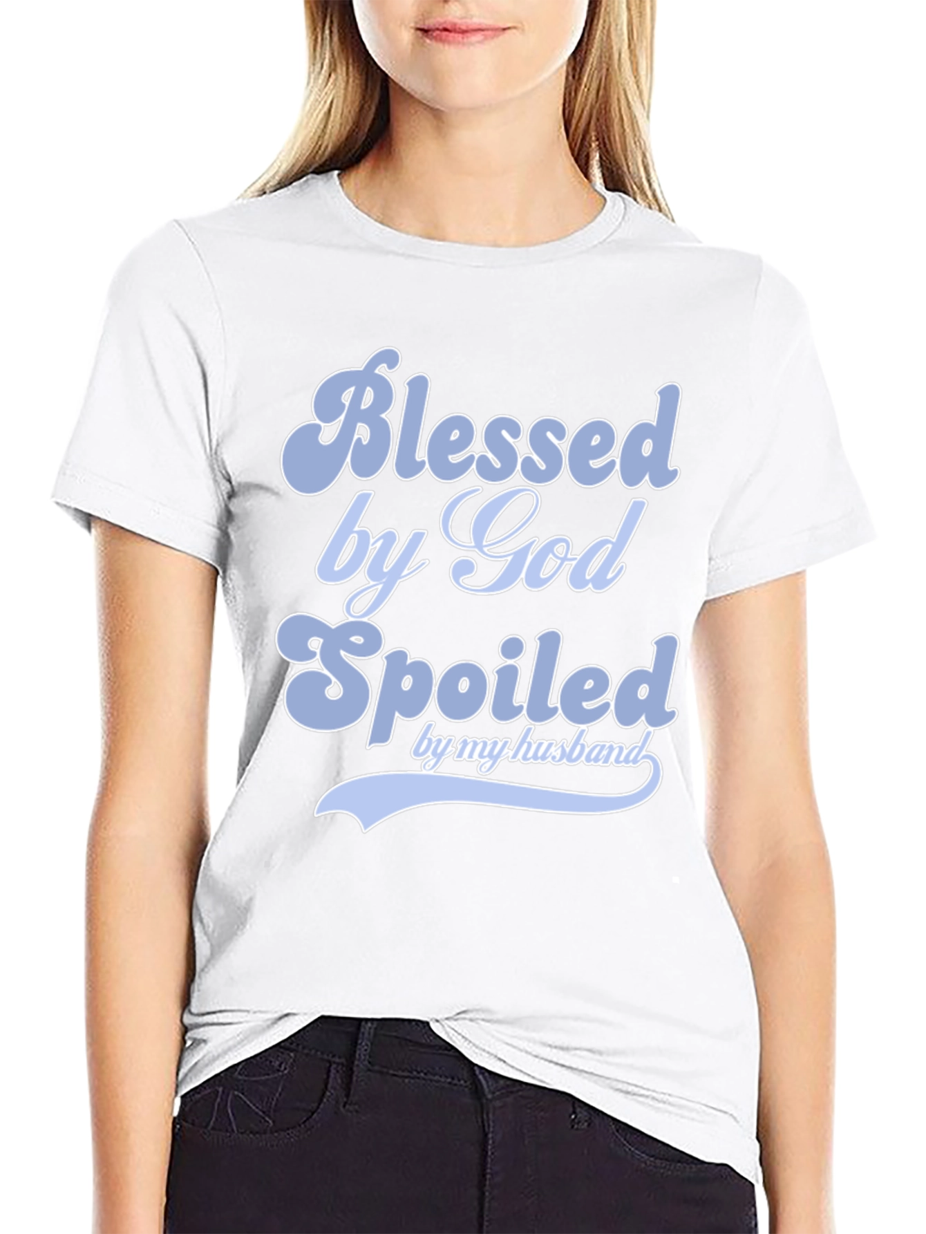 Black Blessed by God Spoiled by Husband T-Shirt view 9