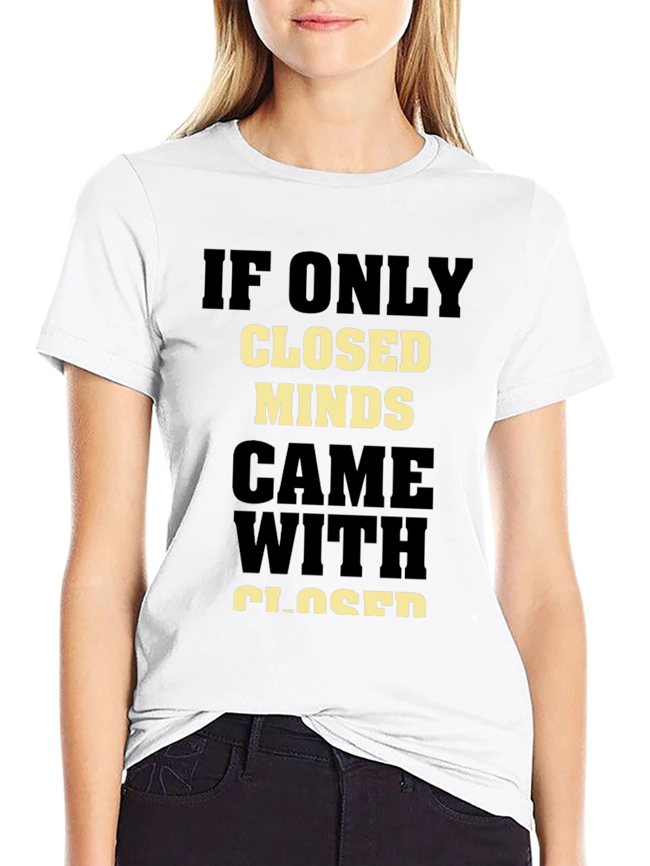 Black Closed Minds T-Shirt - Open-Minded Statement Tee view 9