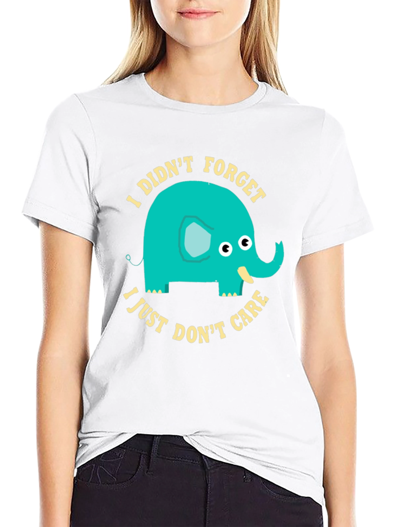 Black Funny Elephant Graphic T-Shirt - I Didn't Forget I Just Don't Care view 9