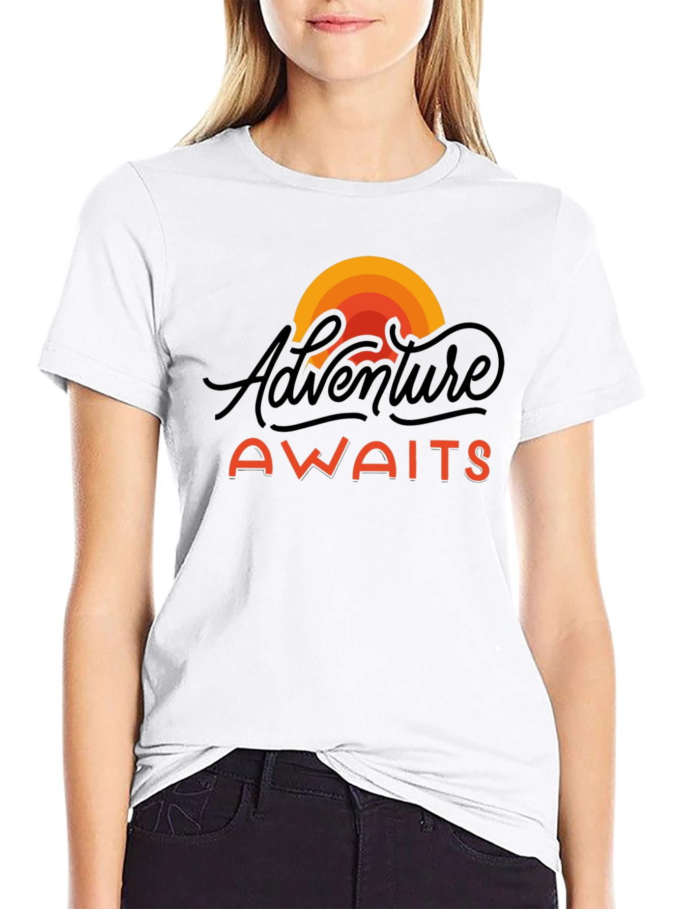 Black Adventure Awaits Graphic Tee - Black Unisex T-Shirt view 9
