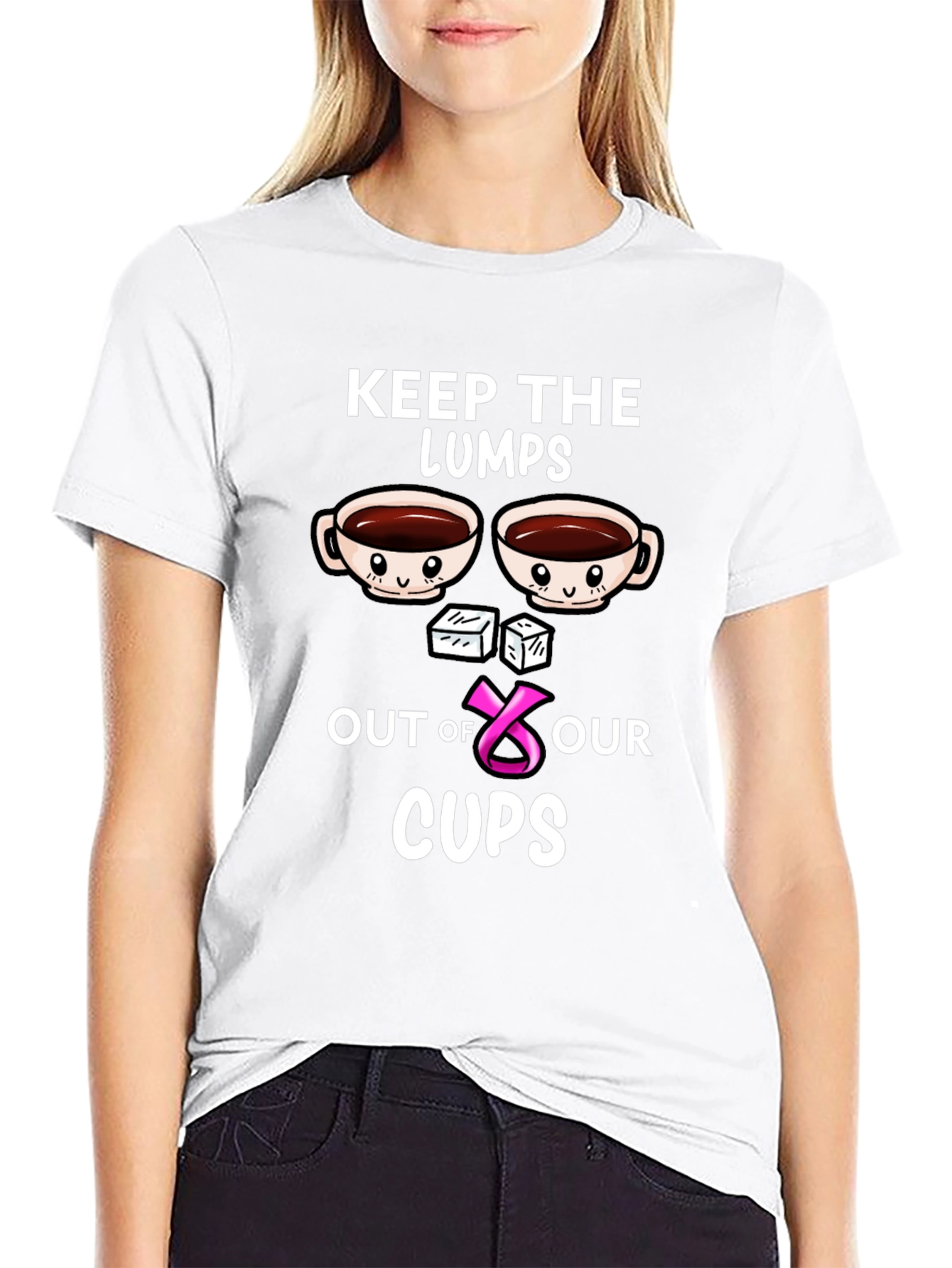Black Keep the Lumps Out of Our Cups Breast Cancer Awareness T-Shirt view 9