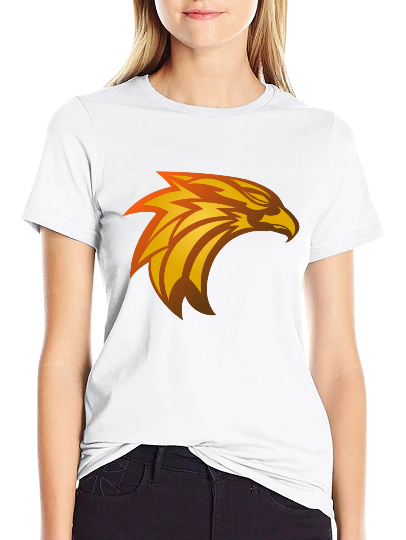 Black Black T-Shirt with Eagle Graphic Design view 9