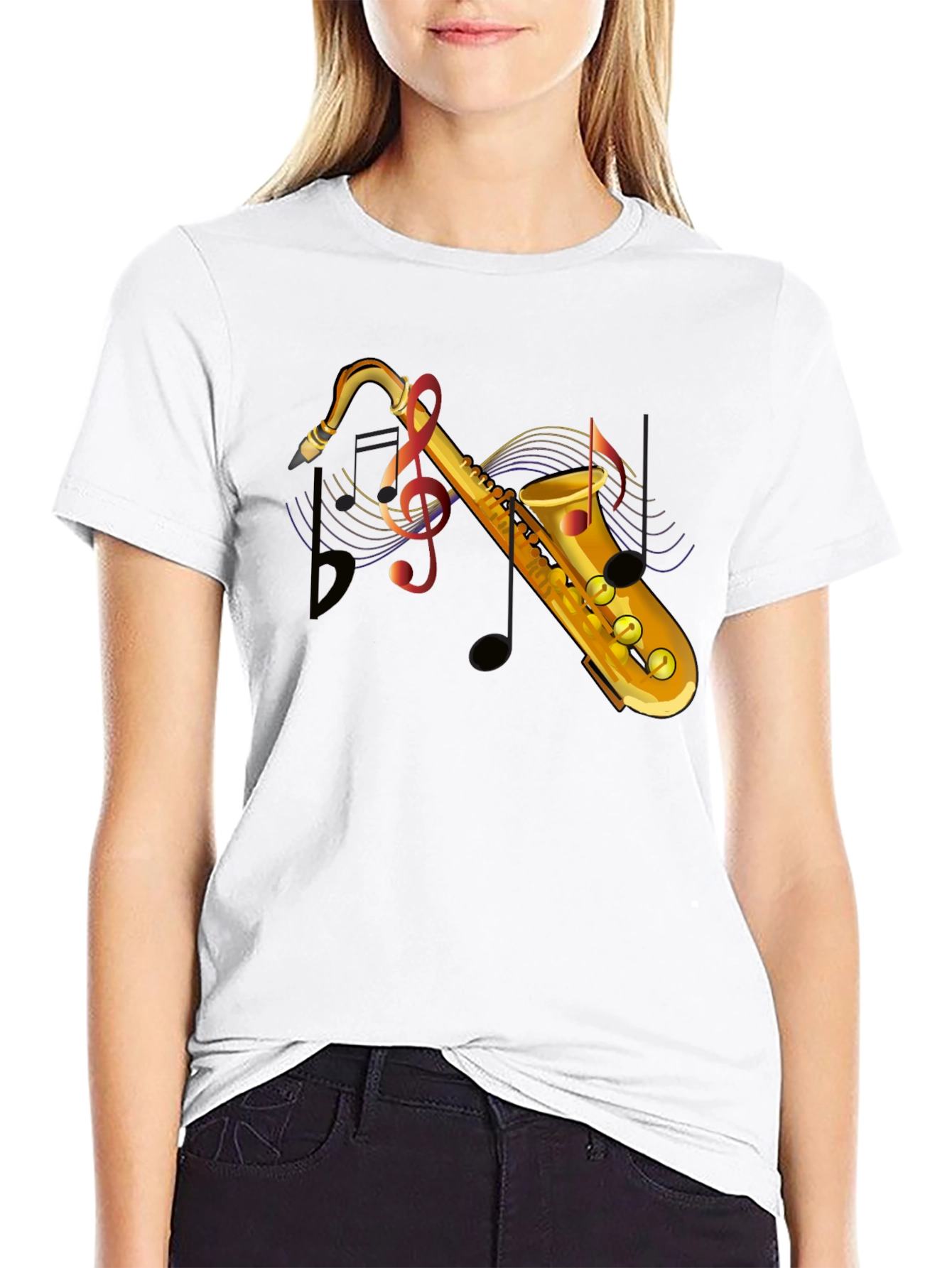 Black Saxophone Graphic T-Shirt - Music Lover Tee view 9
