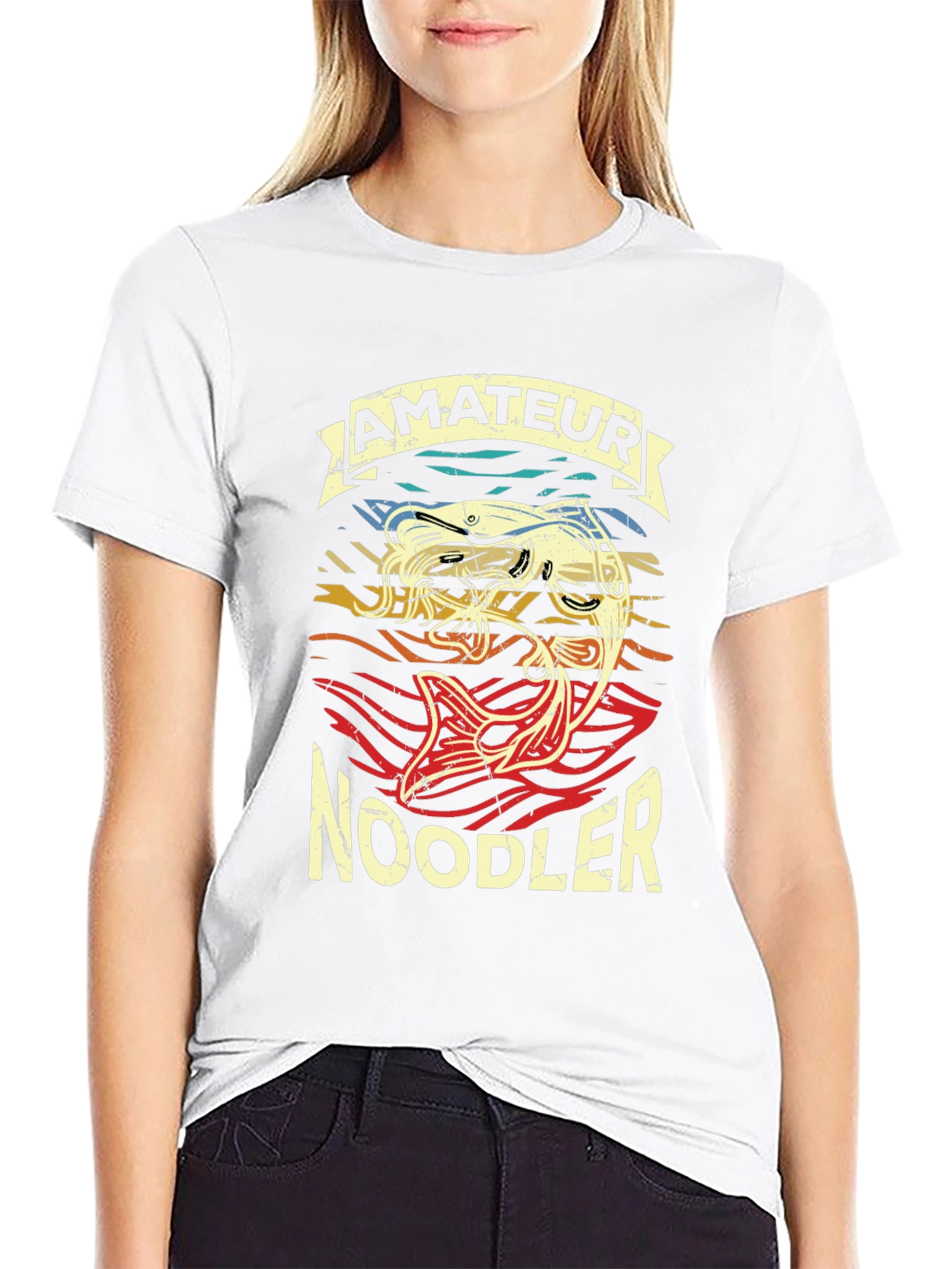 Black Amateur Noodler T-Shirt Funny Fishing Tee view 9