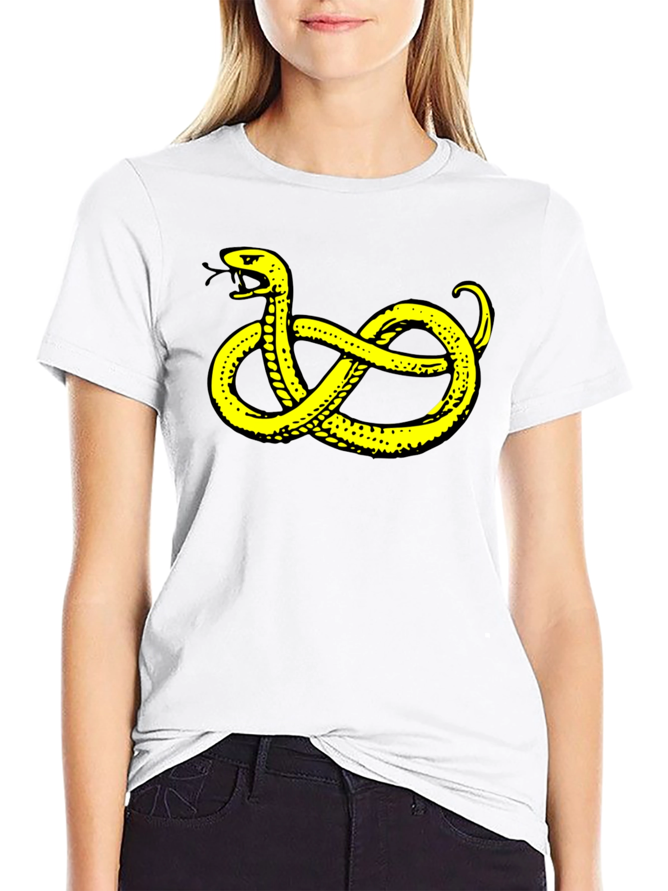 Black Black T-Shirt with Yellow Snake Graphic view 9