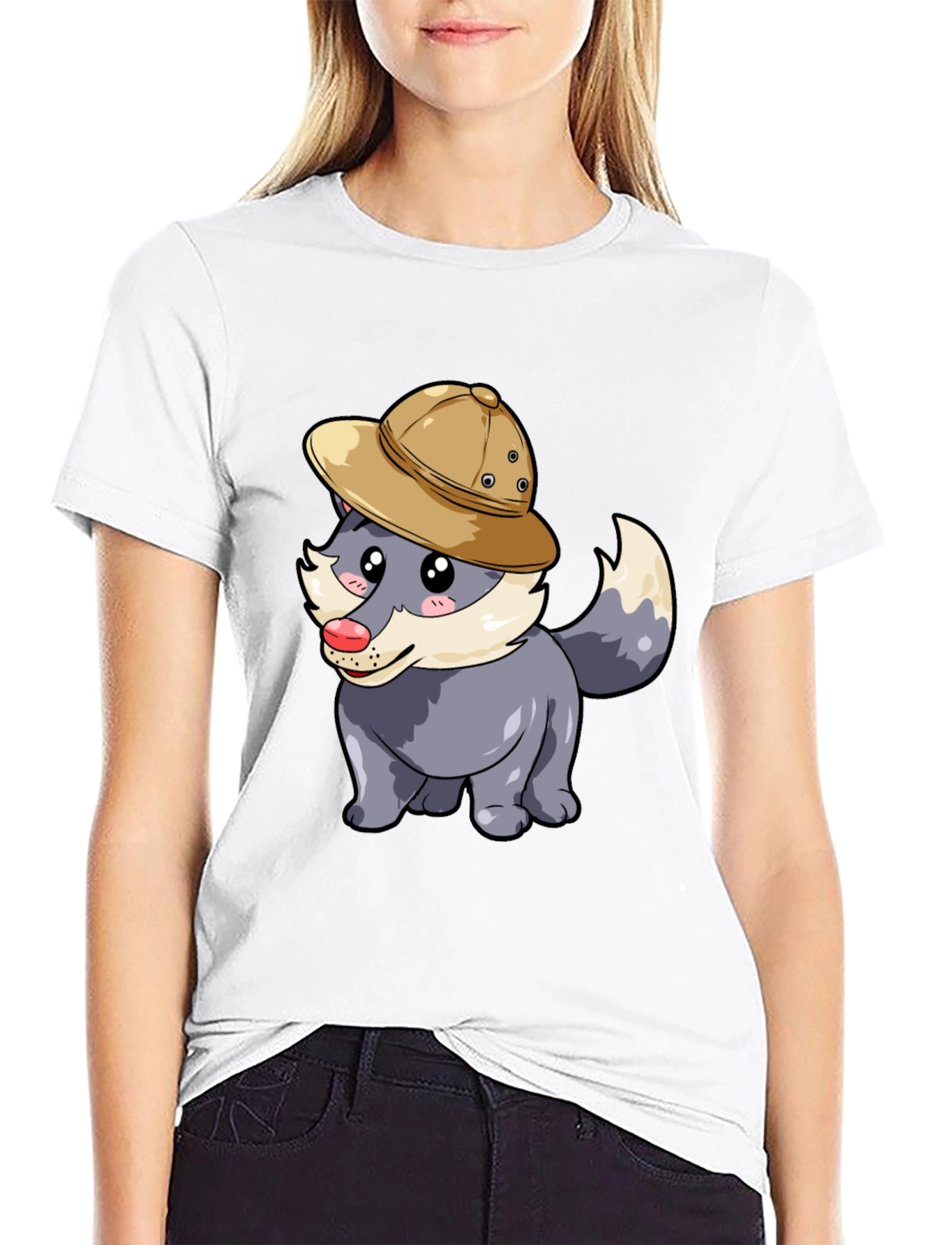 Black Safari Wolf Graphic Tee - Cute Animal Design view 9