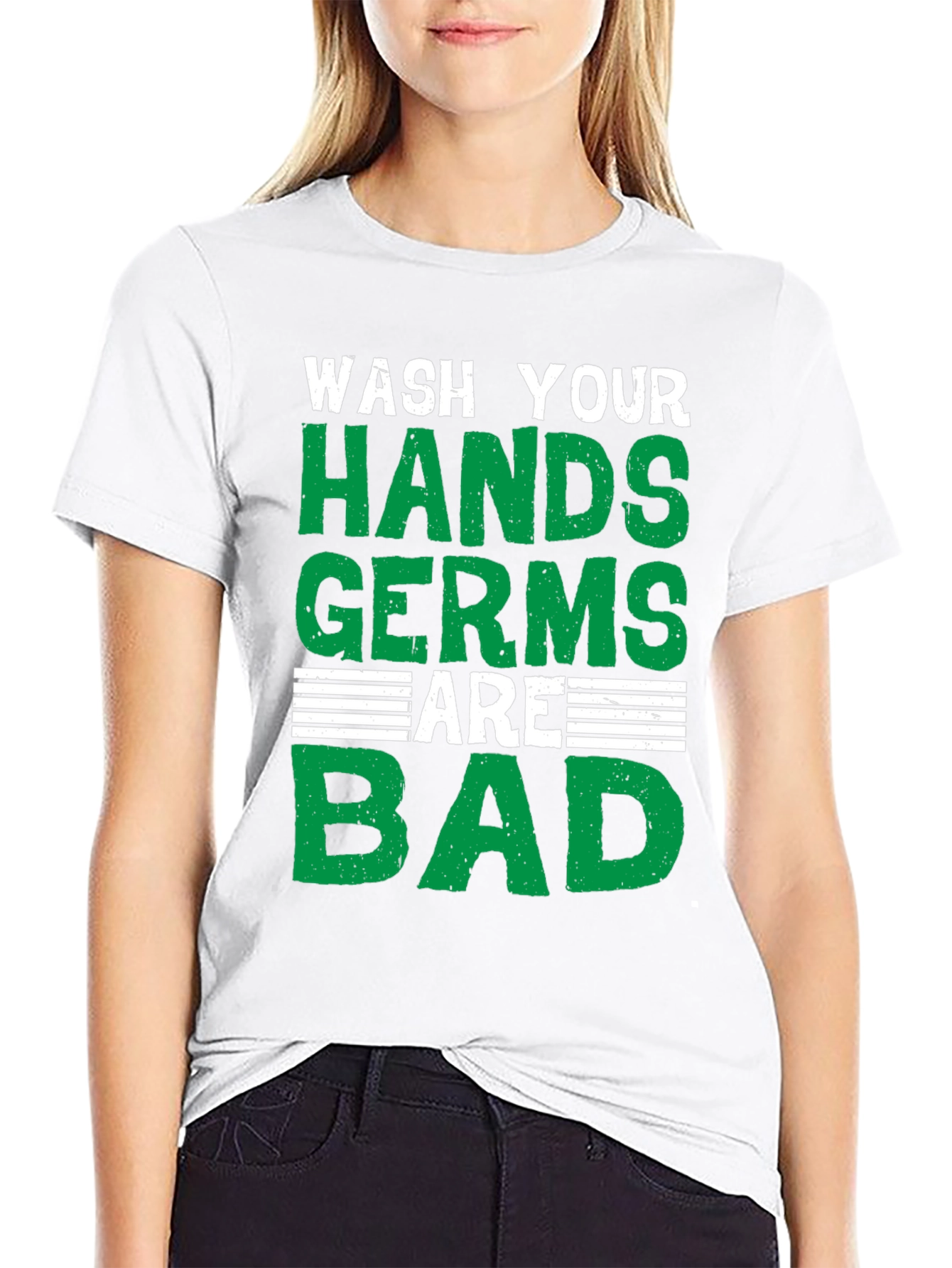 Black Wash Your Hands T-Shirt: Germs Are Bad view 9