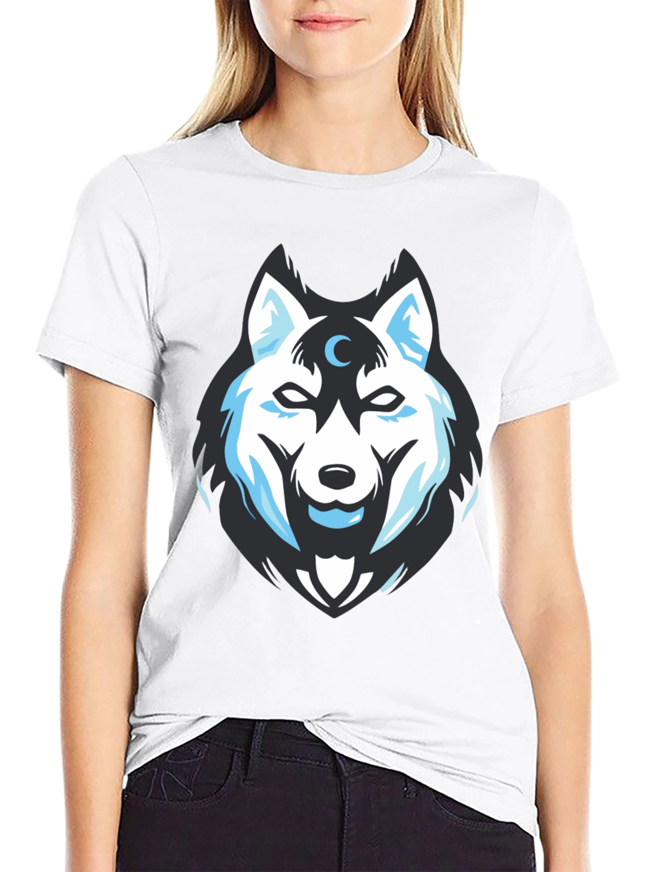 Black Wolf Moon Graphic Tee - Black Cotton Blend view 9