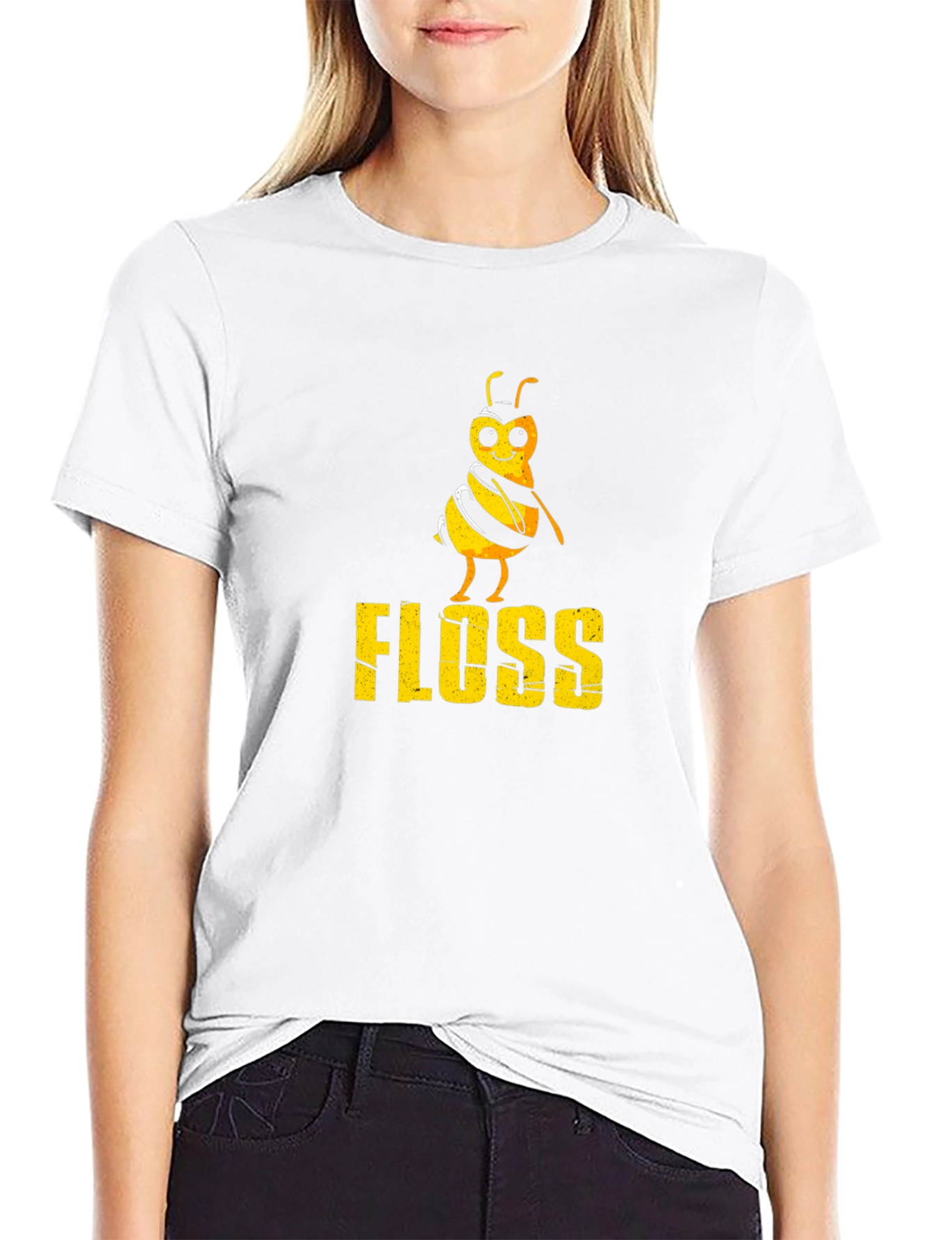 Black Floss Bee Graphic Tee - Black Cotton T-Shirt view 9