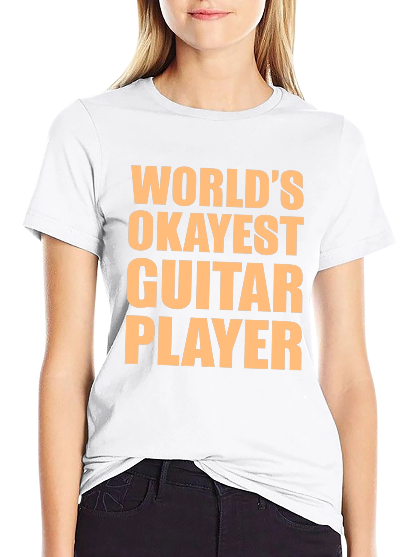 Black World's Okayest Guitar Player T-Shirt view 9