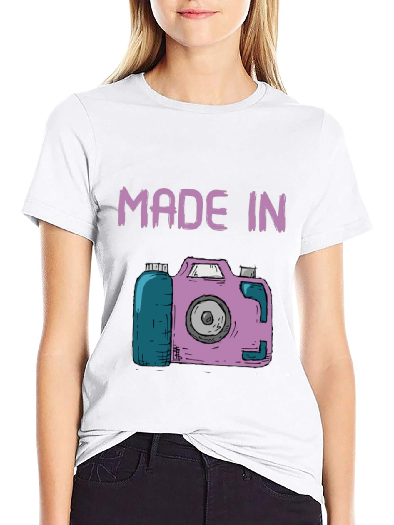 Black Made In Camera T-Shirt - Fun Novelty Tee view 9