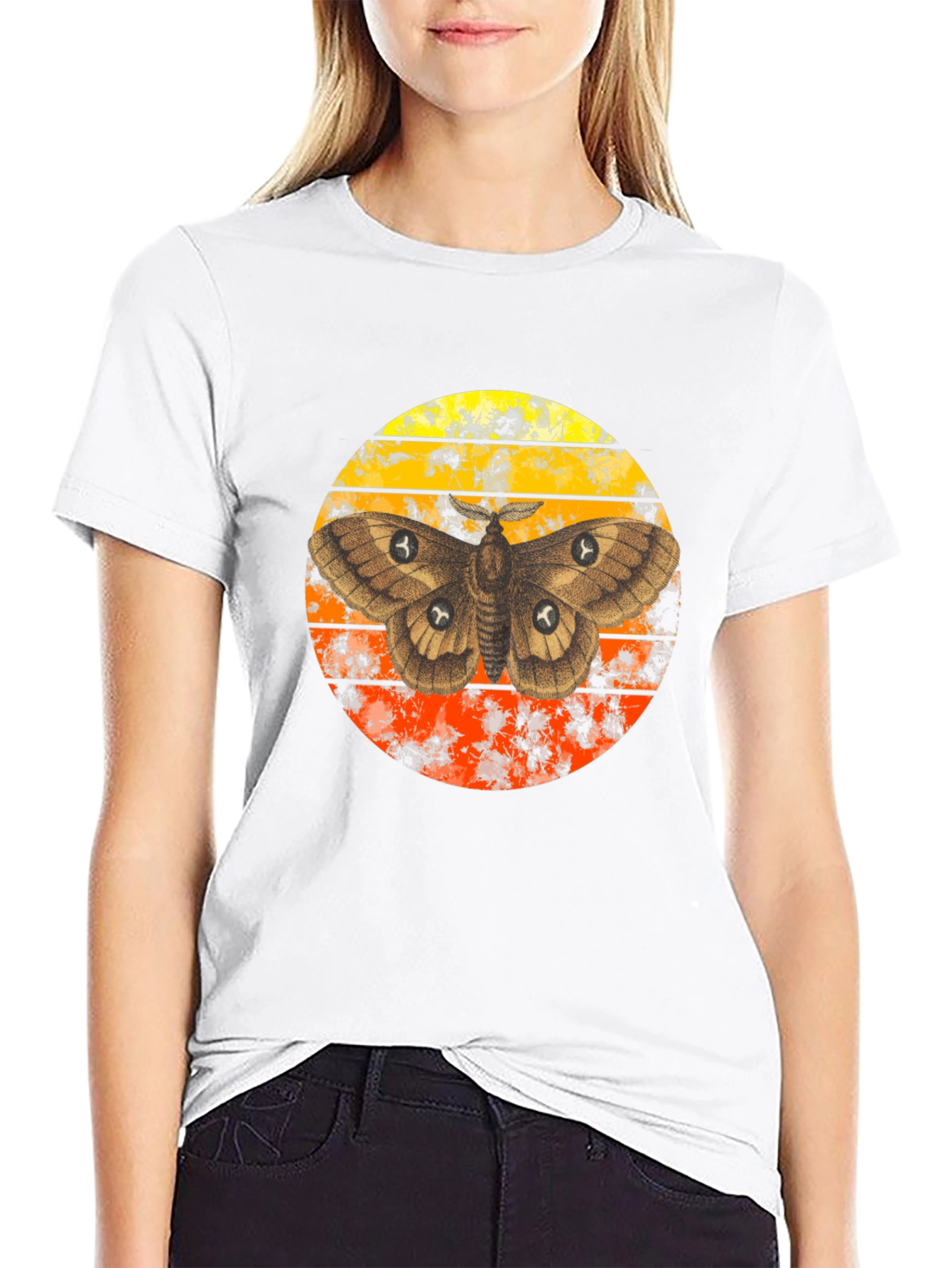 Black Moth Sunset Graphic T-Shirt view 9