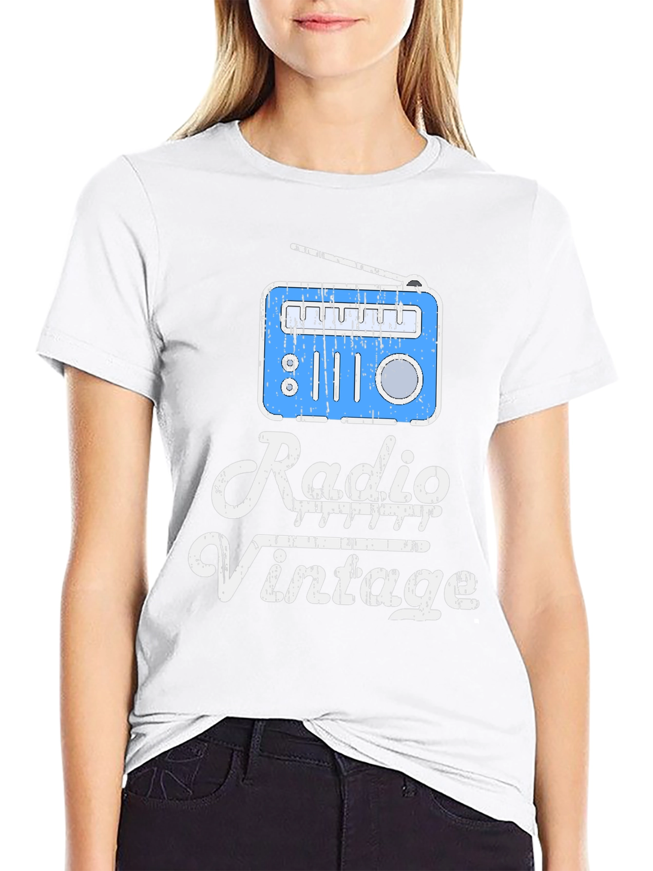 Black Vintage Radio T-Shirt - Retro Style view 9