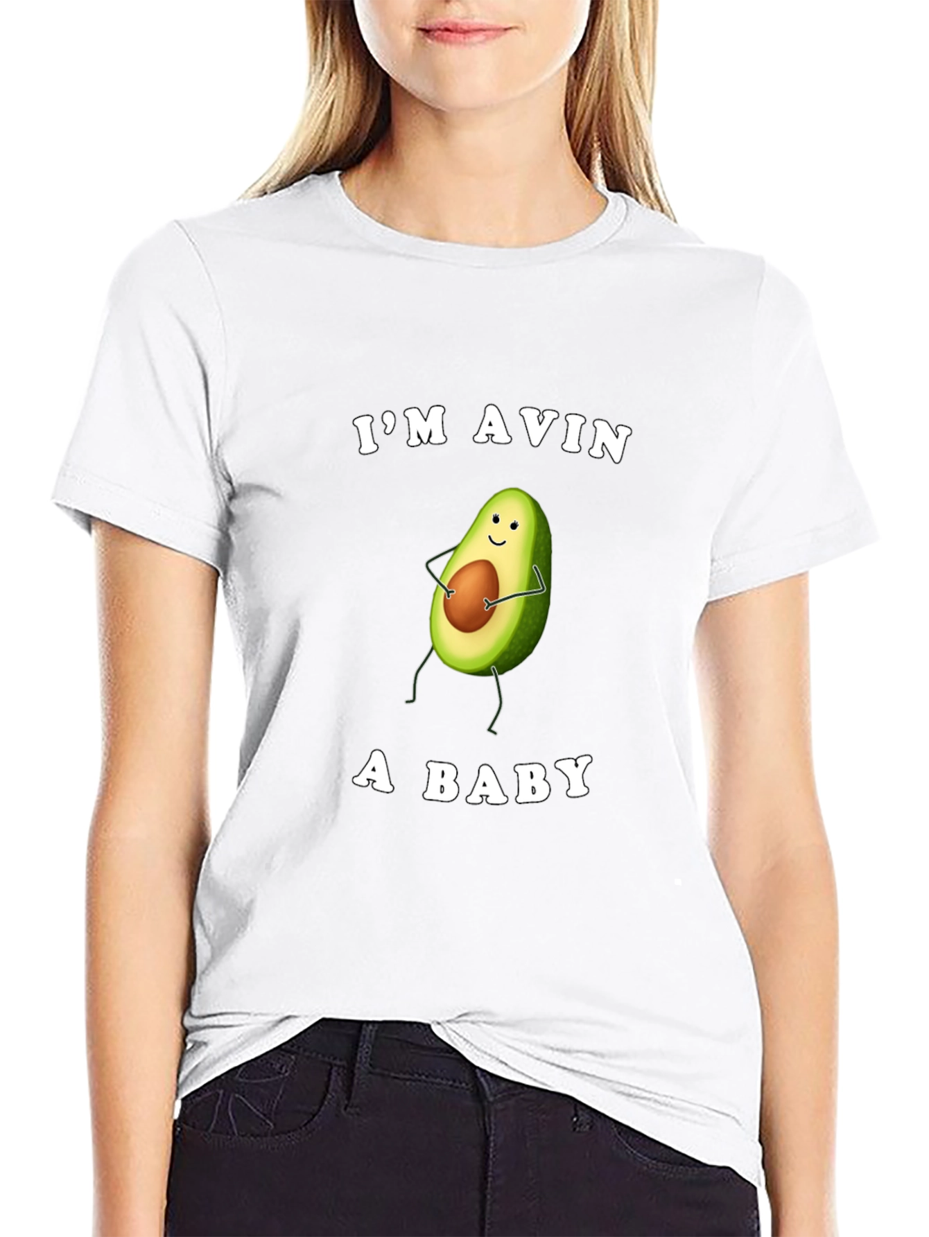 Black Funny Avocado T-Shirt - I'm Avin A Baby view 9