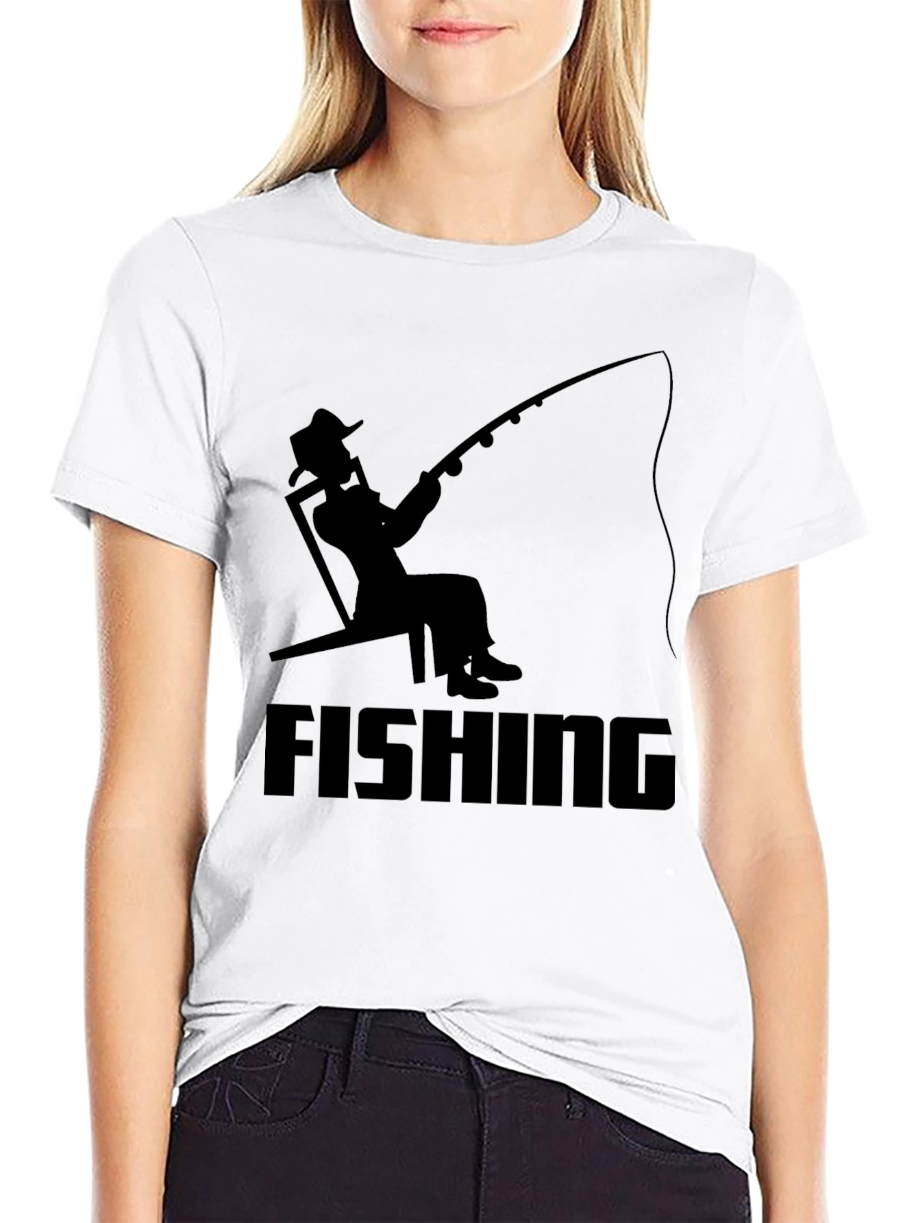 Black Fishing Silhouette Graphic T-Shirt - Black view 9