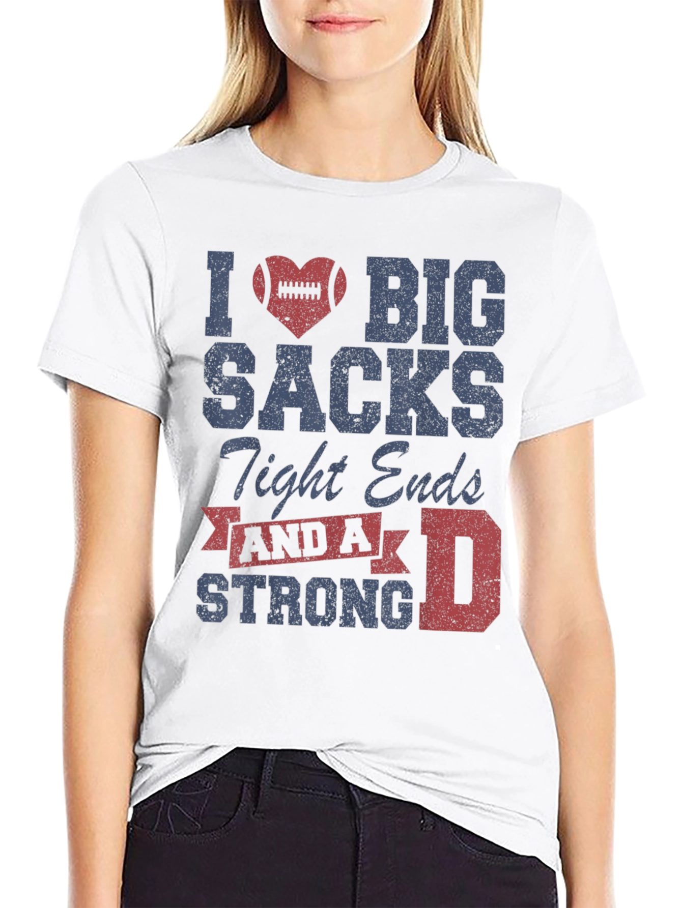 Black I Heart Big Sacks T-Shirt - Football Humor Tee view 9