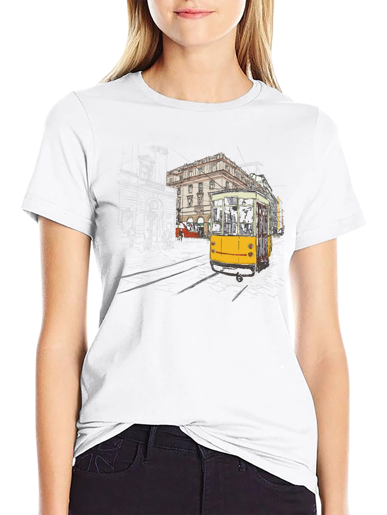 Black Urban Tram Graphic Tee - Black view 9