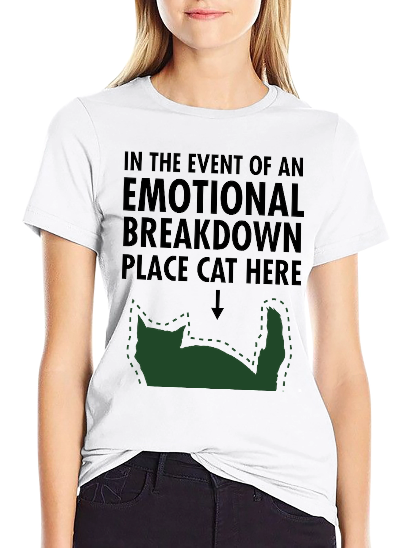 Black Emotional Breakdown Cat T-Shirt view 9