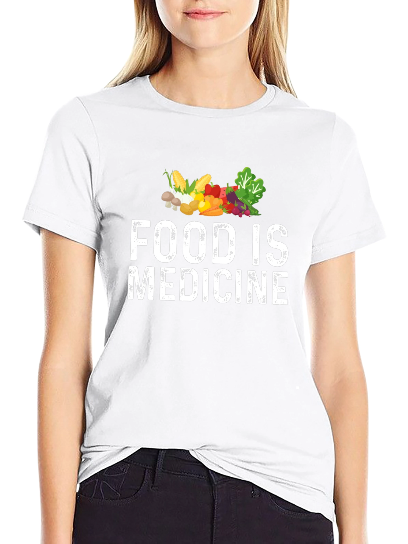 Black Food is Medicine T-Shirt - Black, Healthy Living Apparel view 9