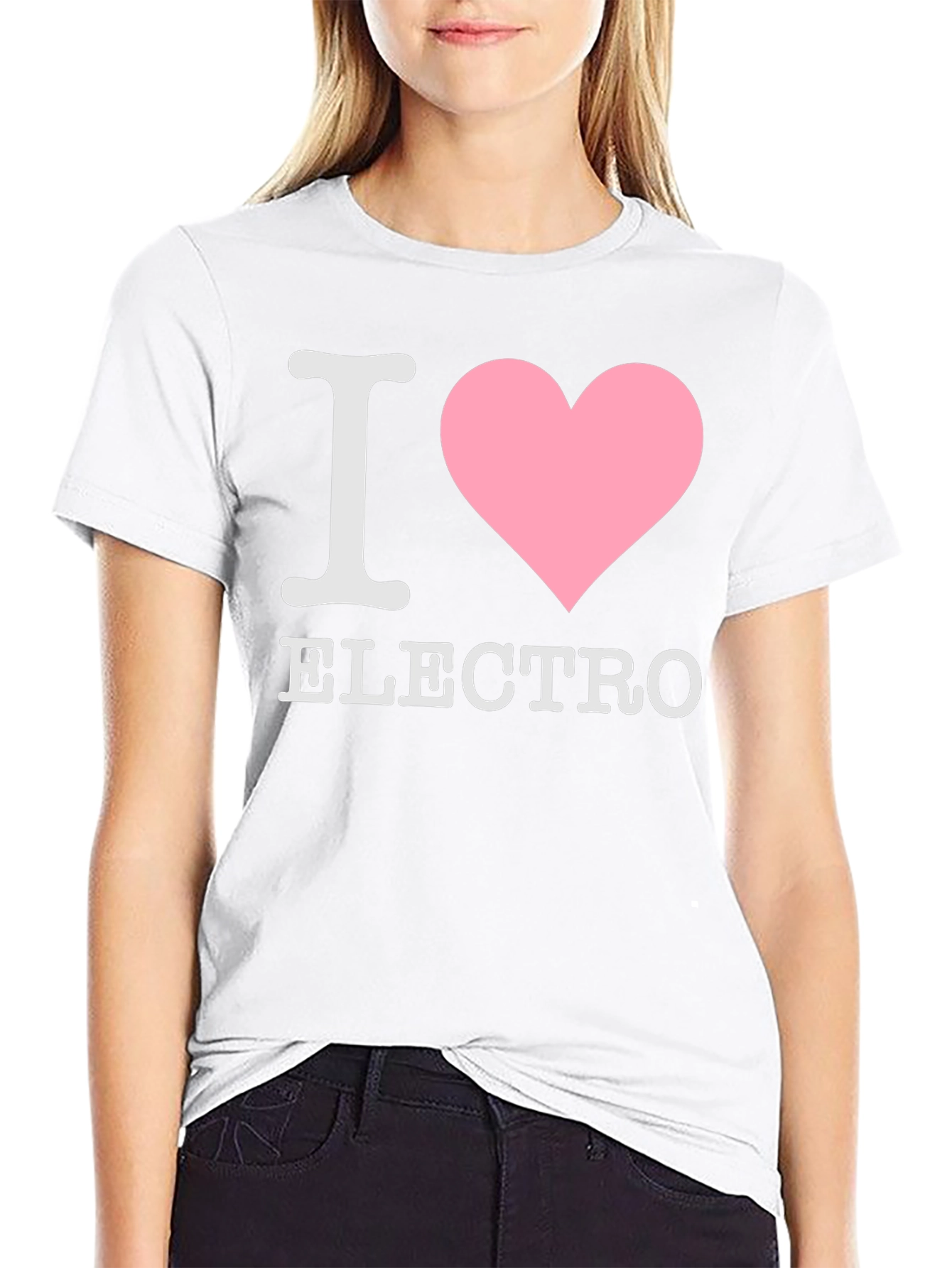 Black I Heart Electro T-Shirt - Black Cotton Tee view 9