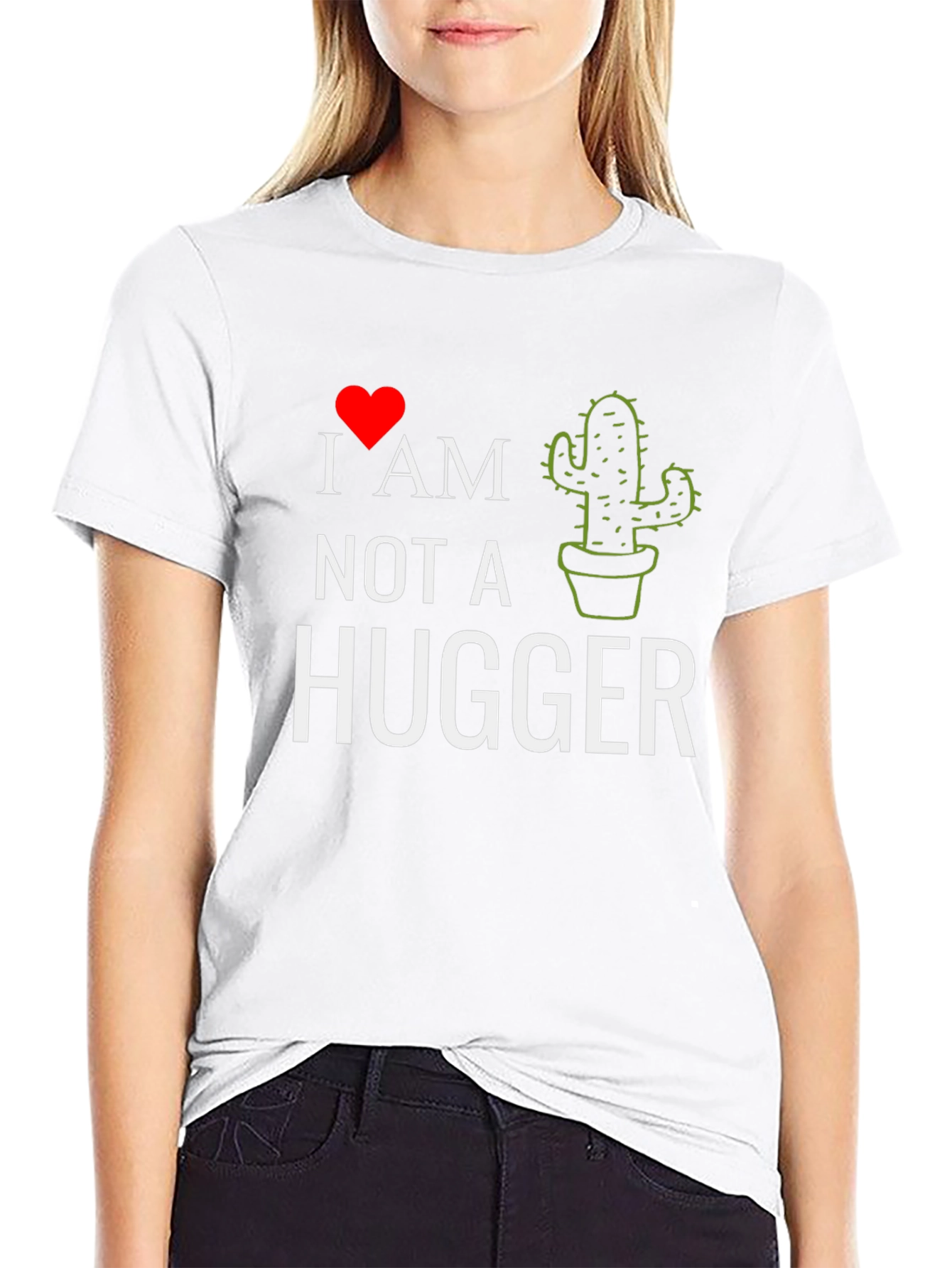 Black I Heart Cactus - Not A Hugger Tee view 9