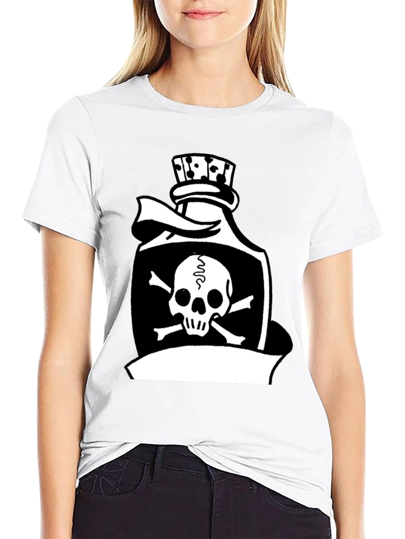 Black Skull & Crossbones Poison Bottle Black T-Shirt view 9