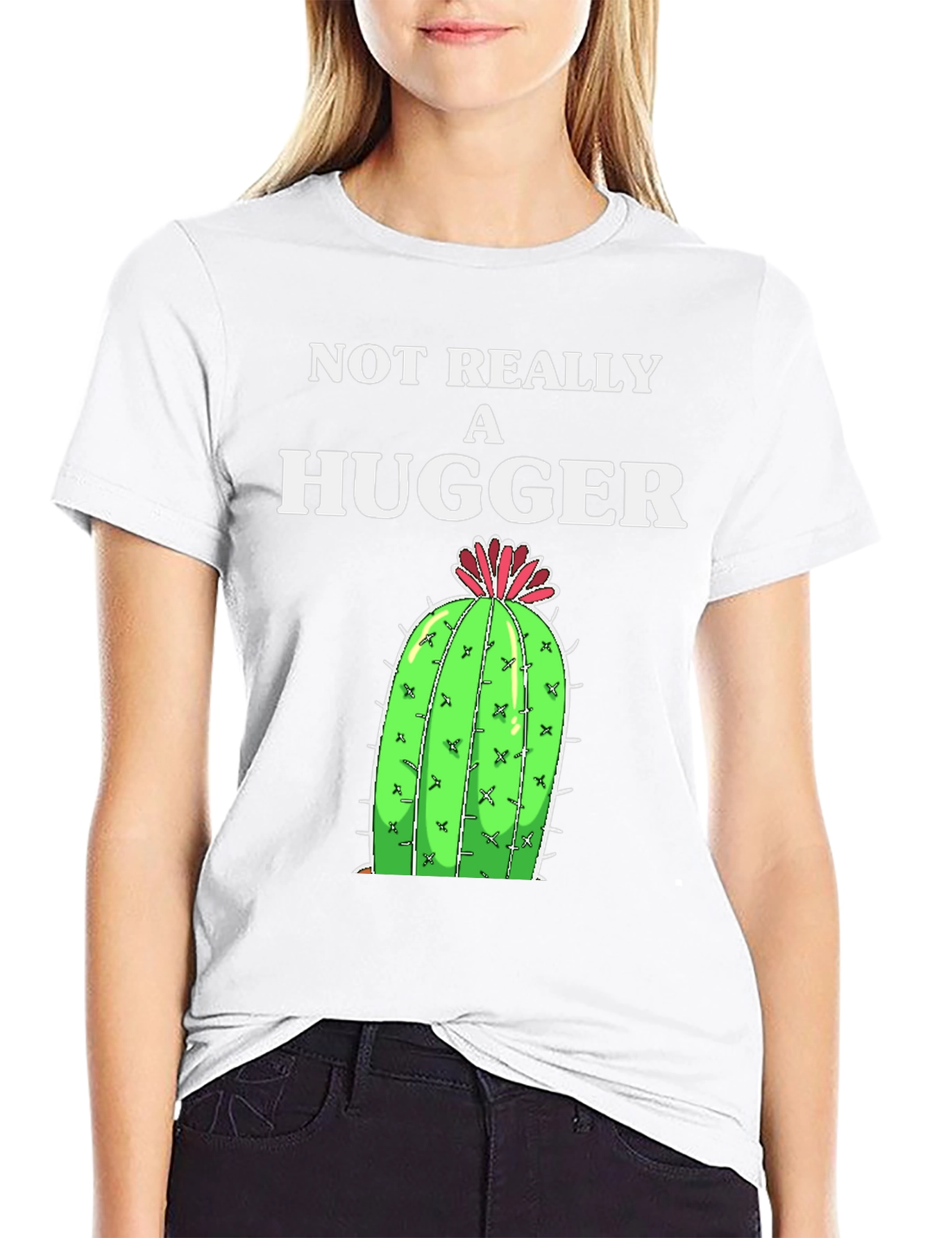 Black Not Really A Hugger Cactus Graphic Tee view 9
