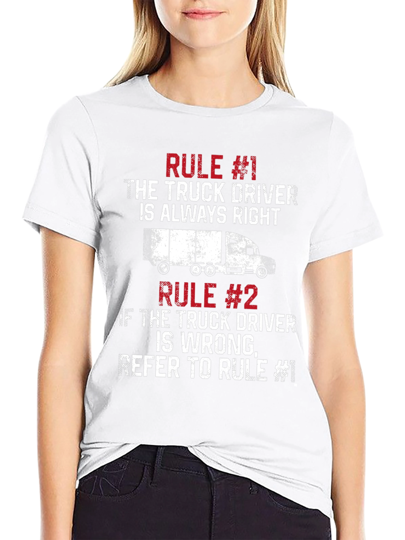 Black Truck Driver Rules T-Shirt - Funny Slogan Tee view 9