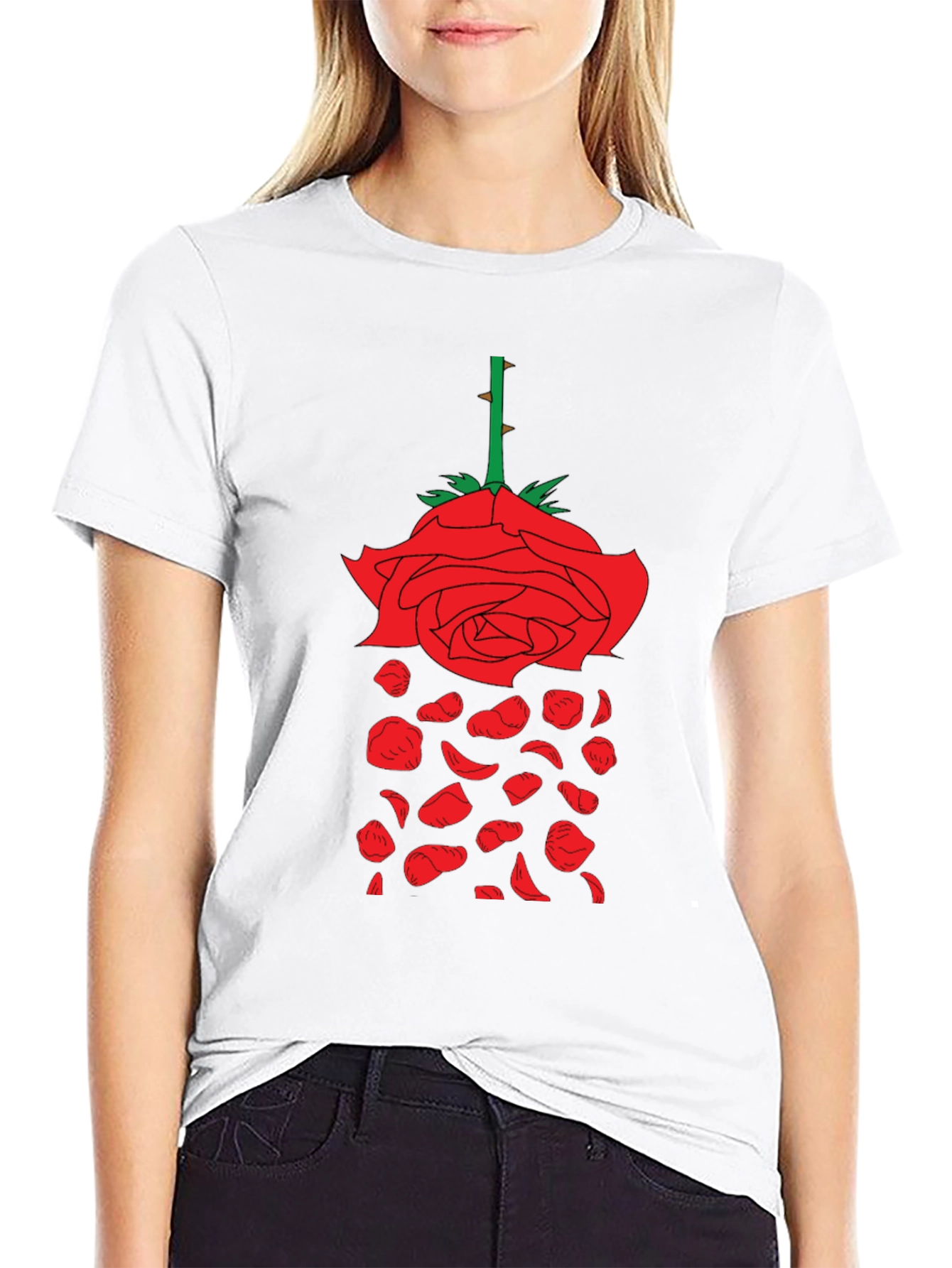 Rose Graphic T-Shirt - Unique Falling Petals Design - 9