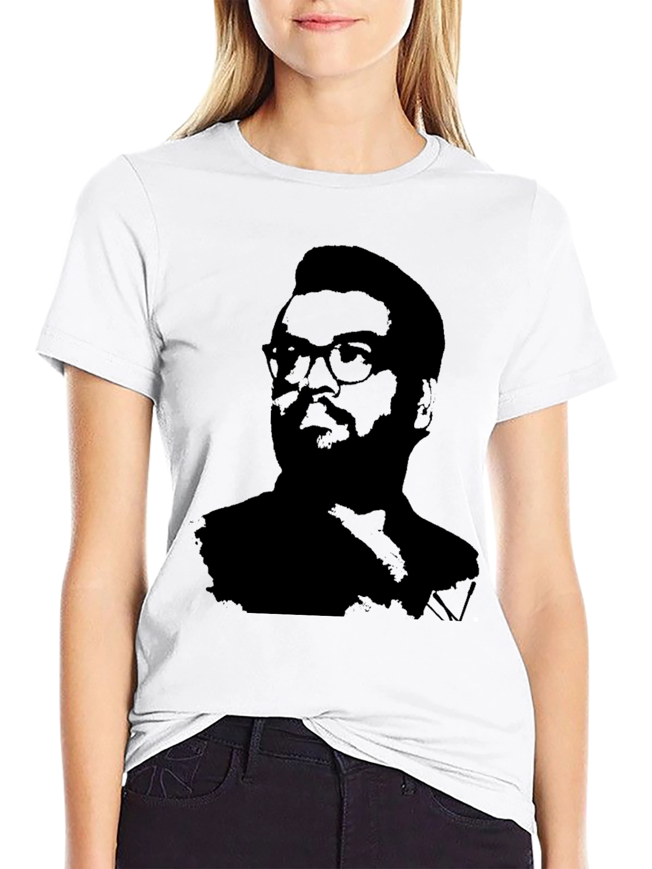 Black Silhouette Portrait Black T-Shirt view 9