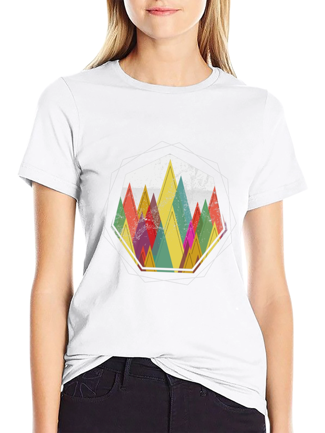 Black Geometric Mountain Graphic Tee - Stylish Casual Wear view 9