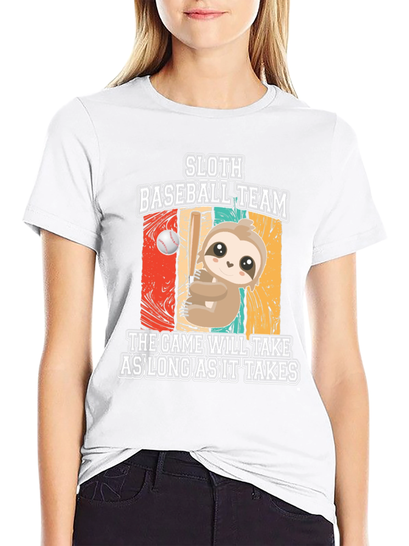 Black Sloth Baseball Team Graphic T-Shirt view 9