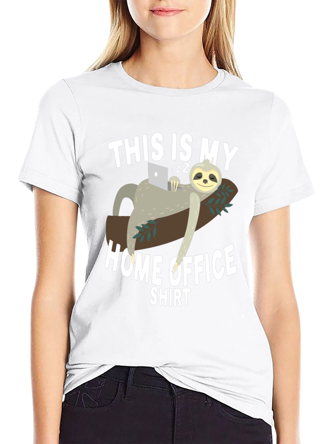 Black Home Office Sloth T-Shirt - Work From Home Tee view 9