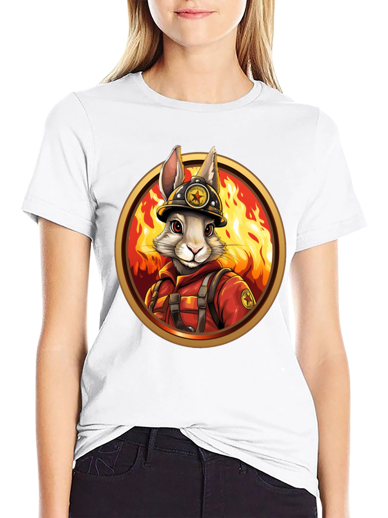 Black Firefighter Bunny Graphic Tee view 9