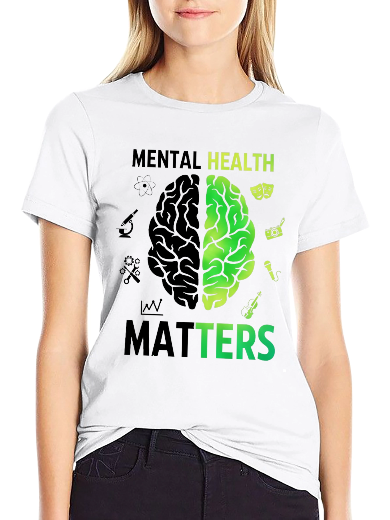 Black Mental Health Matters Brain Graphic Tee view 9