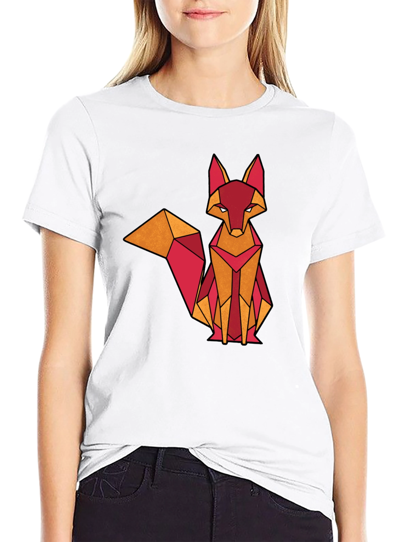 Black Geometric Fox Graphic Tee - Stylish & Modern view 9