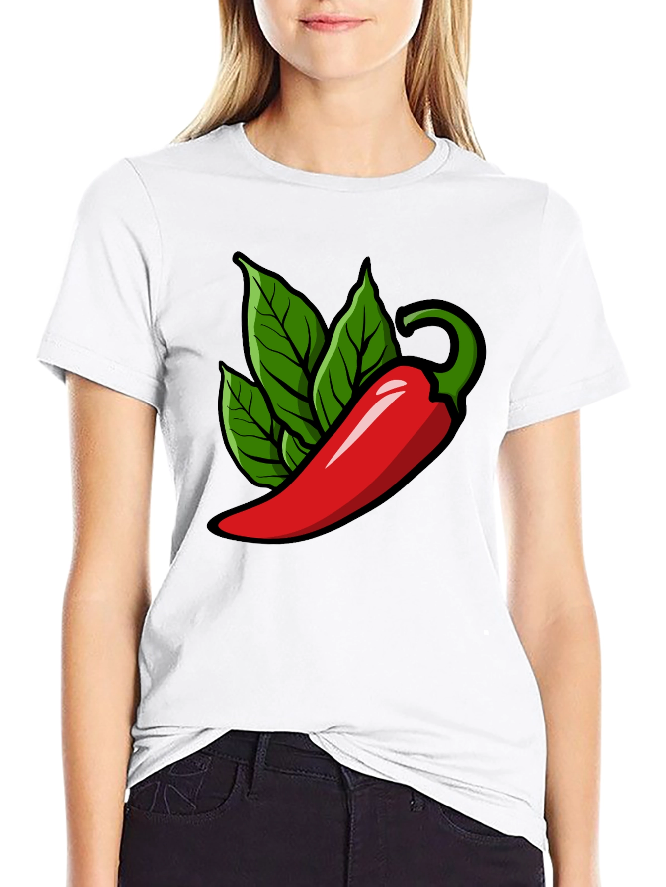 Black Spicy Pepper Graphic Tee - Black Cotton T-Shirt view 9