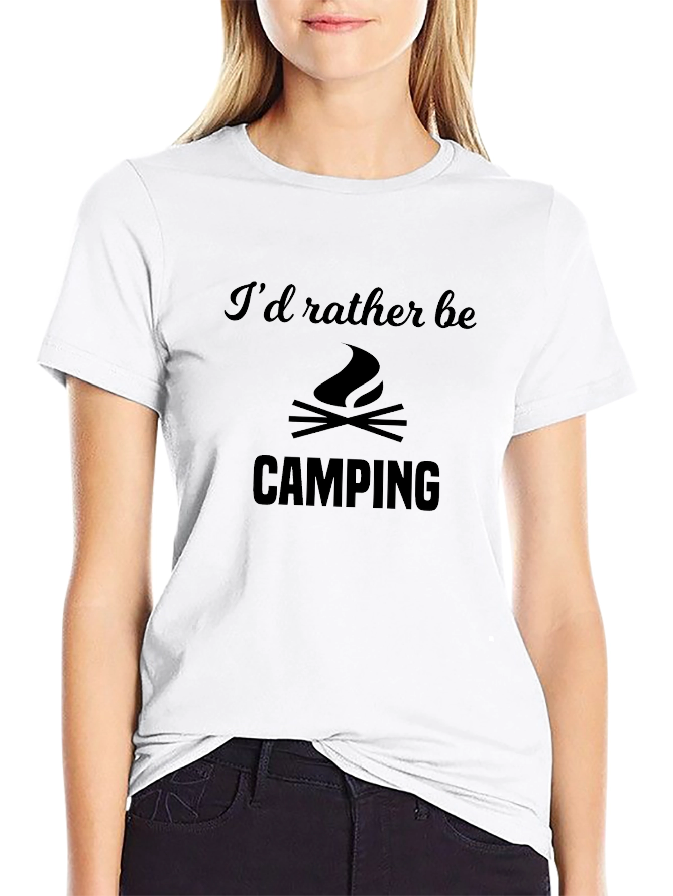 Black Camping Graphic Tee - I'd Rather Be Camping Black T-Shirt view 9