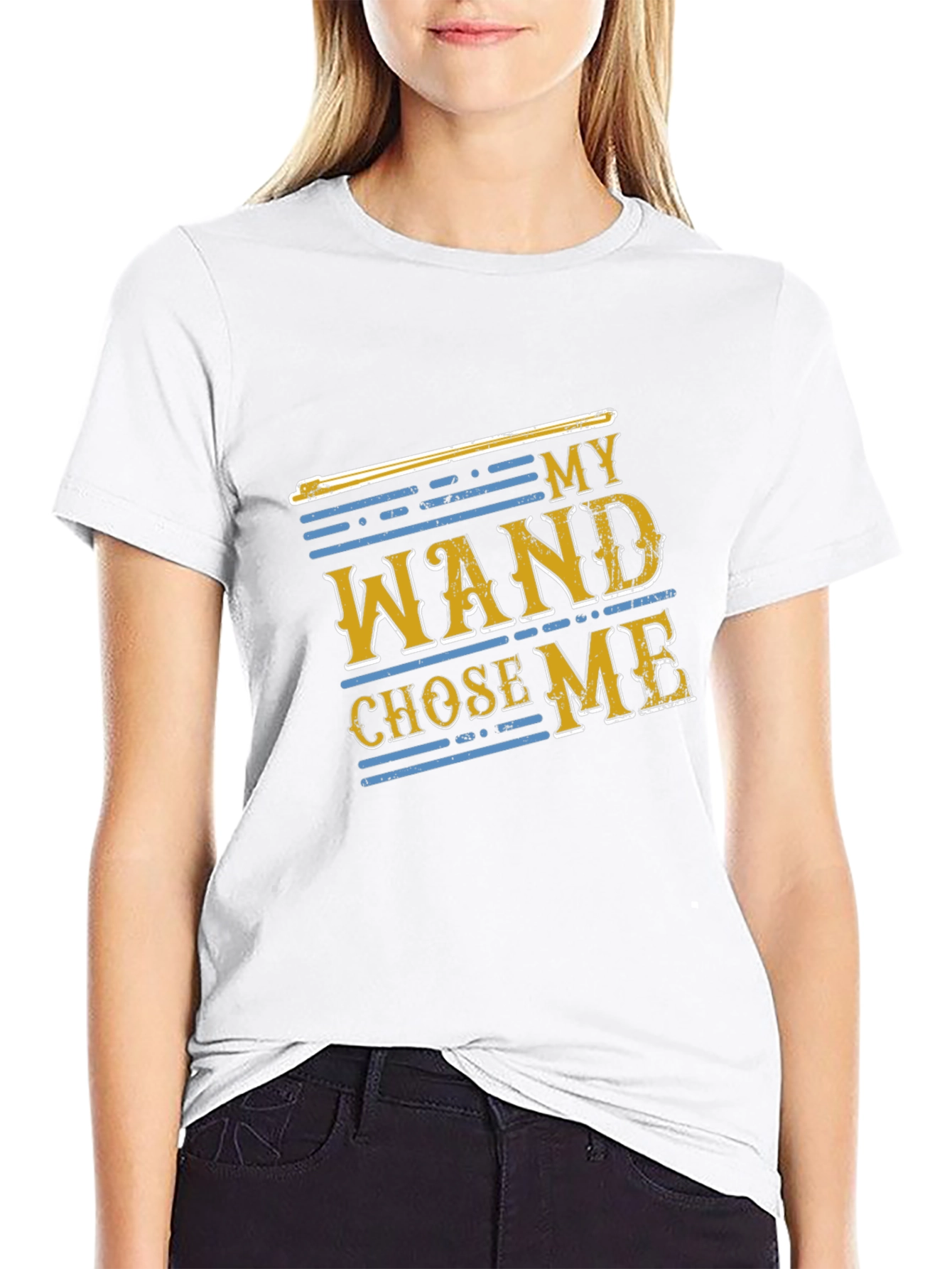 Black My Wand Chose Me Black Cotton T-Shirt view 9