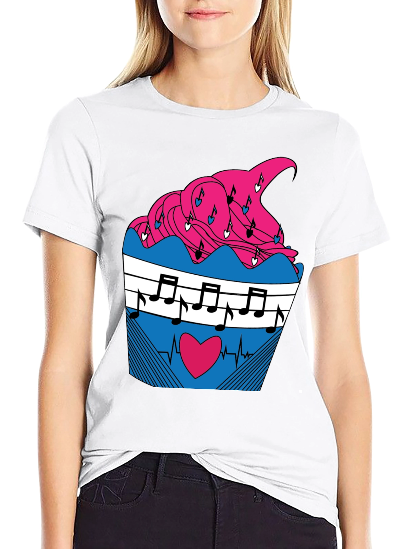 Black Music Heartbeat Cupcake Graphic Tee view 9