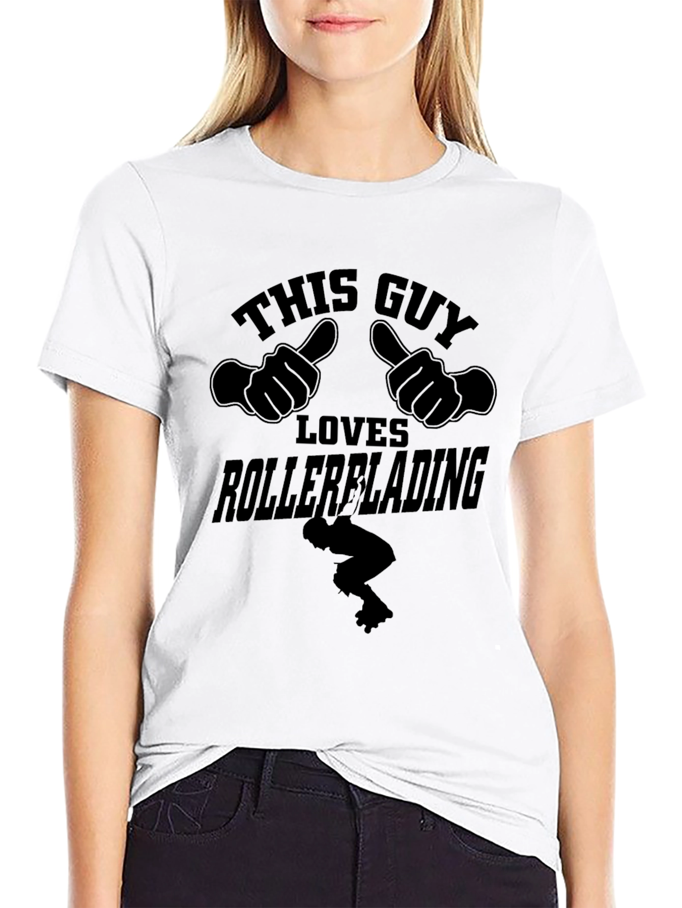 Black This Guy Loves Rollerblading Black T-Shirt view 9