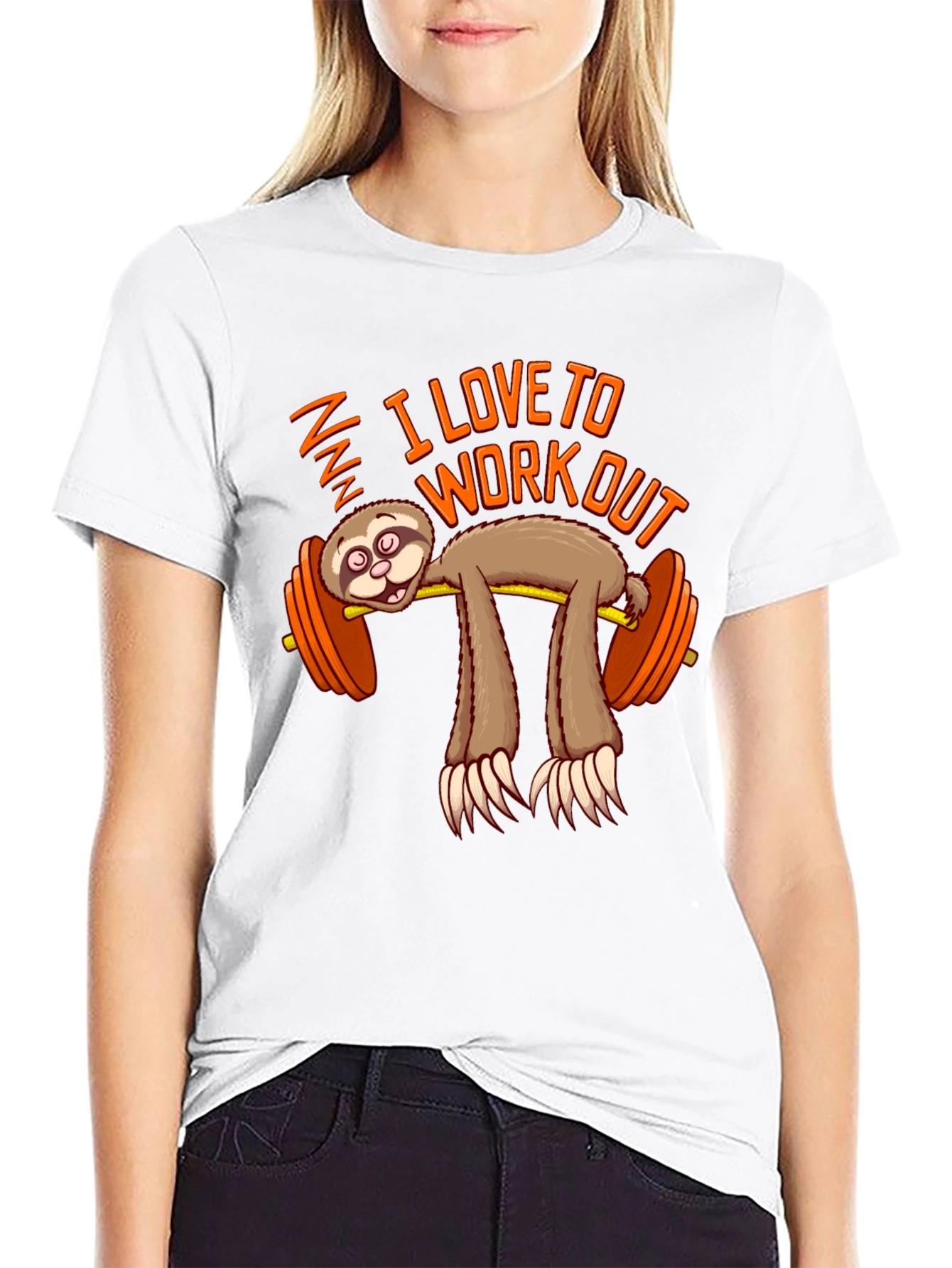 Black Funny Sloth Workout T-Shirt - I Love To Workout Gym Tee view 9