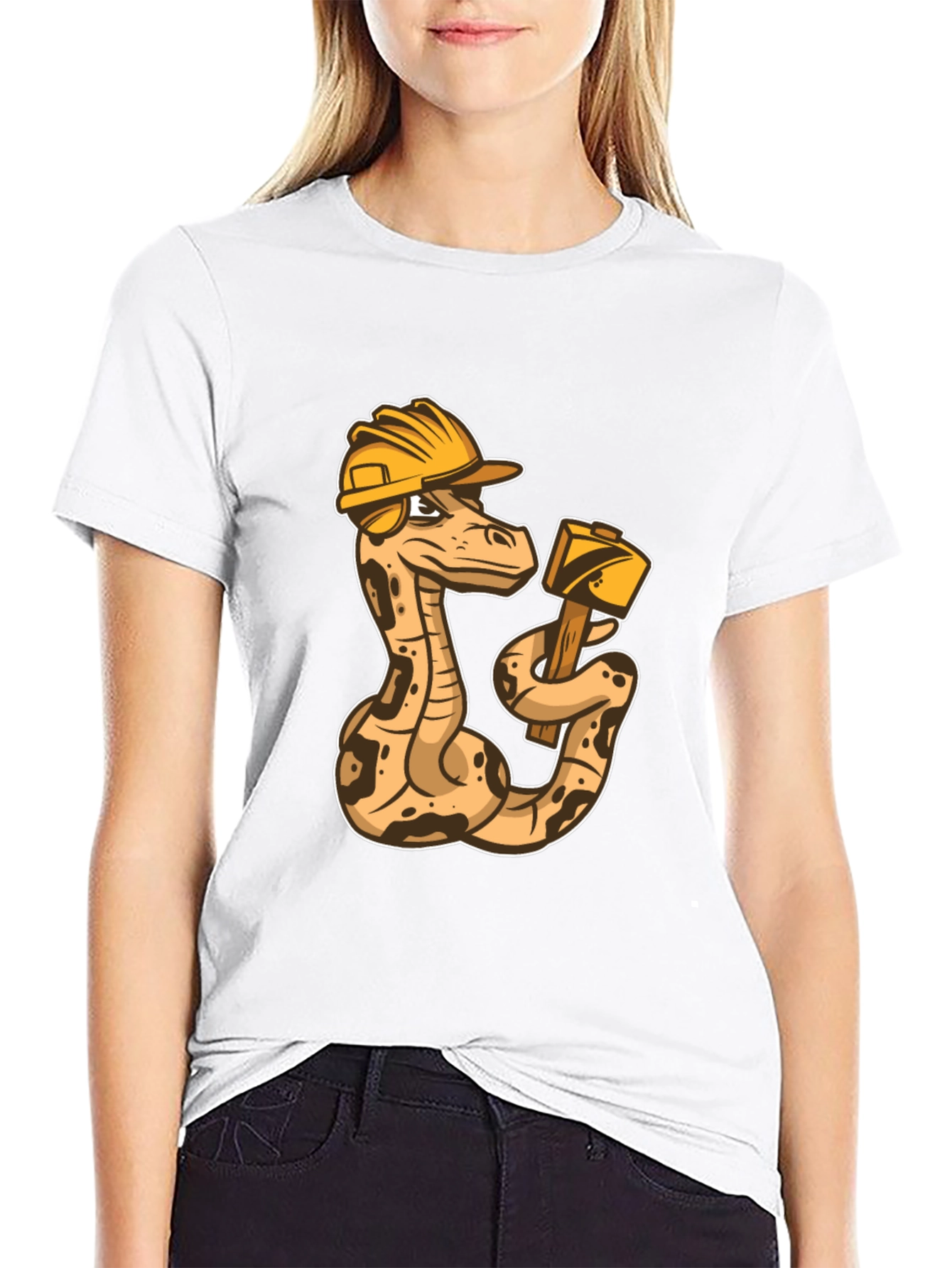 Black Construction Snake Graphic T-Shirt view 9