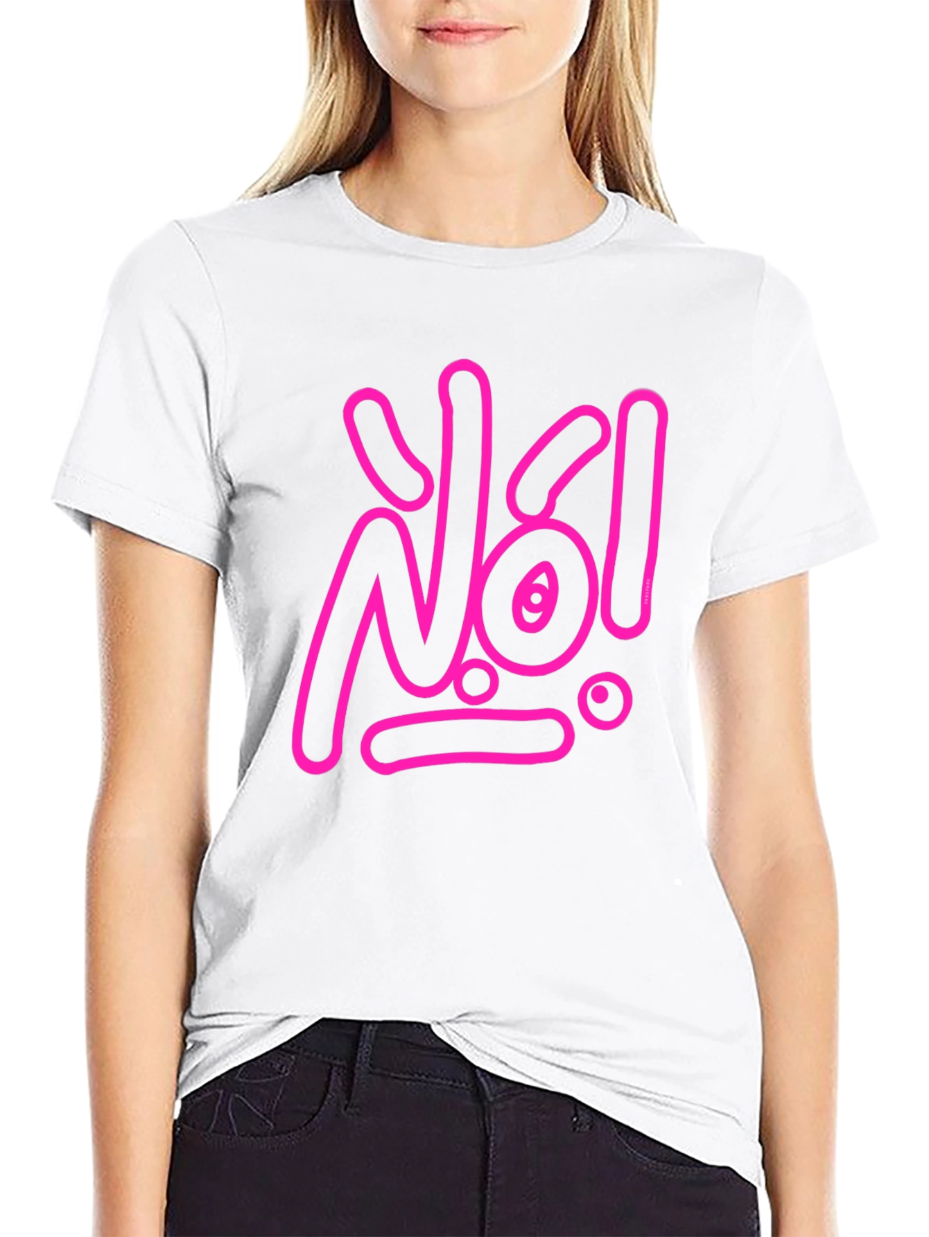Black Statement Tee: Pink 'No!' Graphic on Black view 9