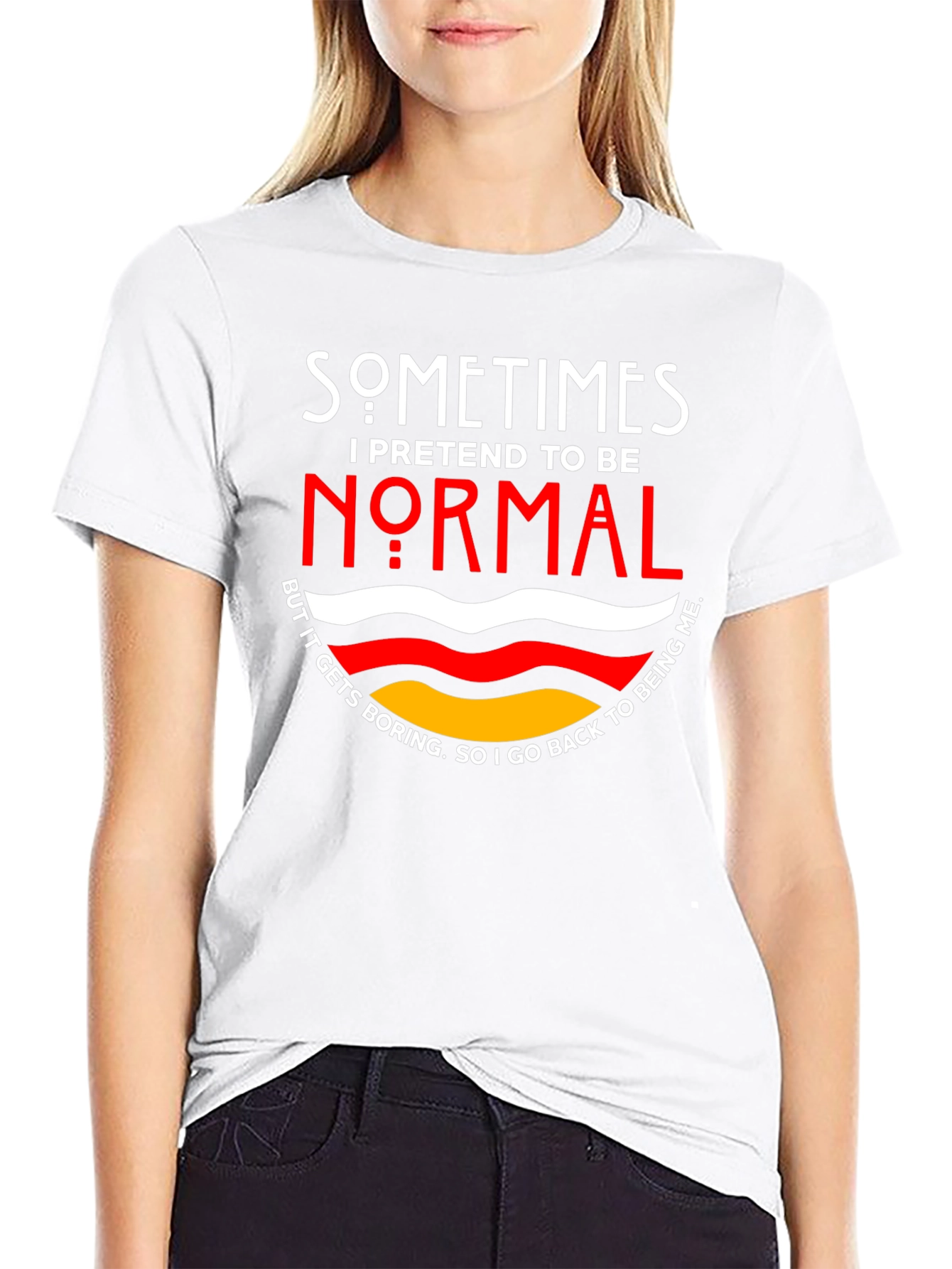 Black Sometimes I Pretend To Be Normal T-Shirt view 9