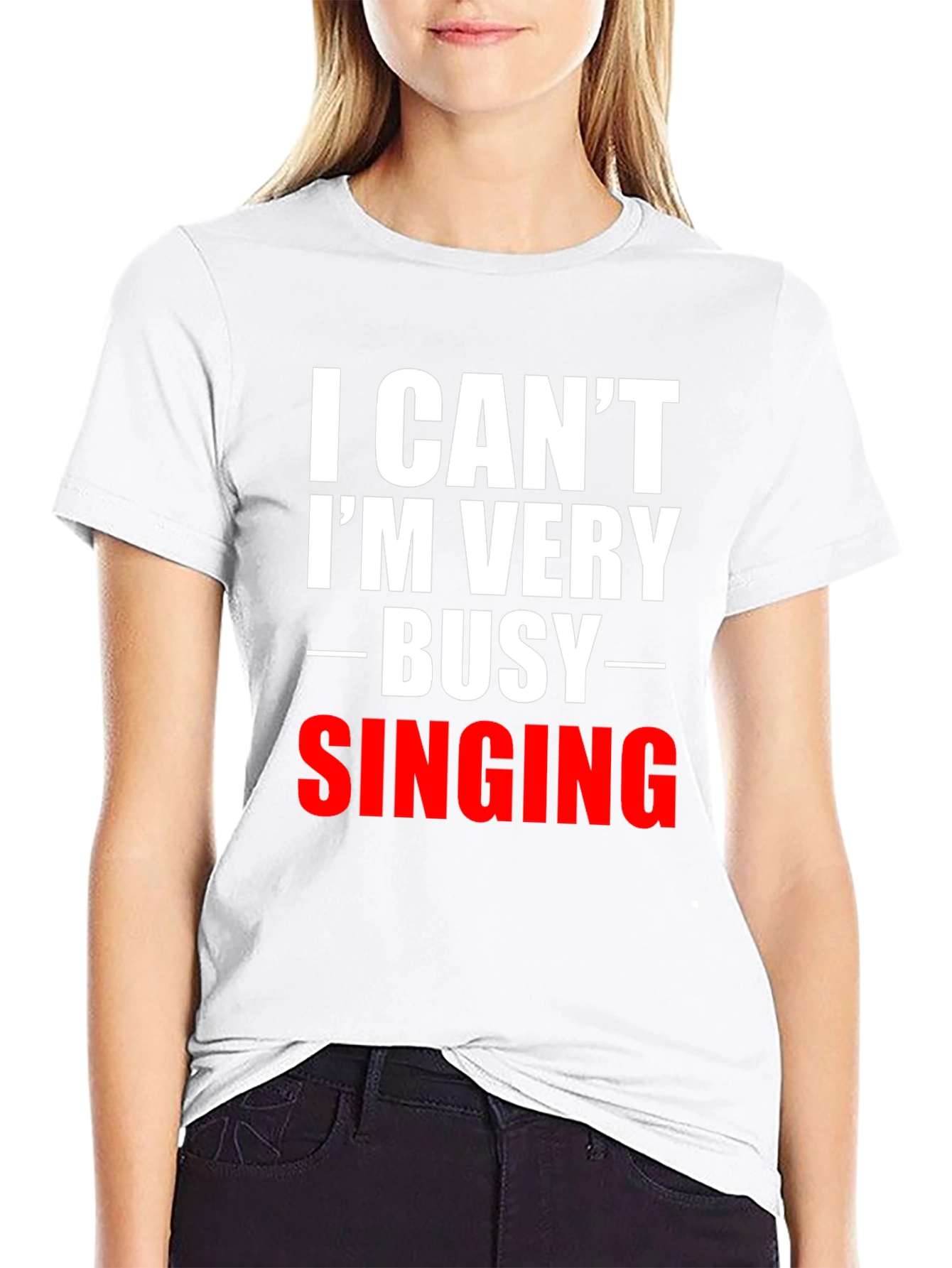 Black Funny Singing T-Shirt - I Can't I'm Very Busy view 9