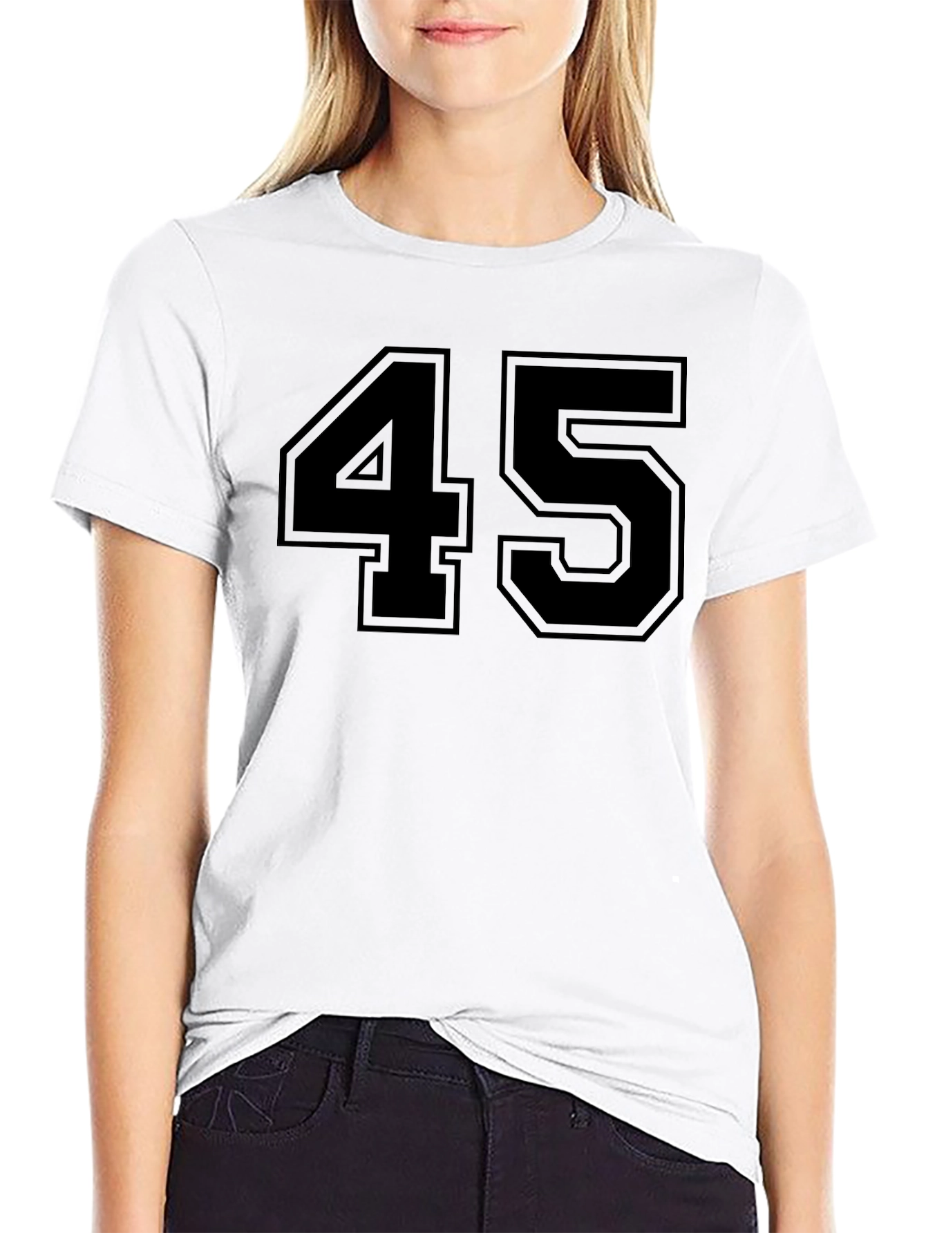 Black Bold "45" Graphic Tee - Classic Black T-Shirt view 9